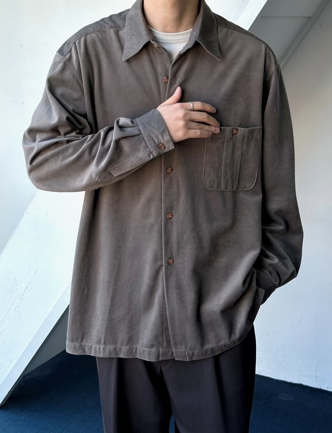 Velour touch fleece wide shirt 상품이미지10