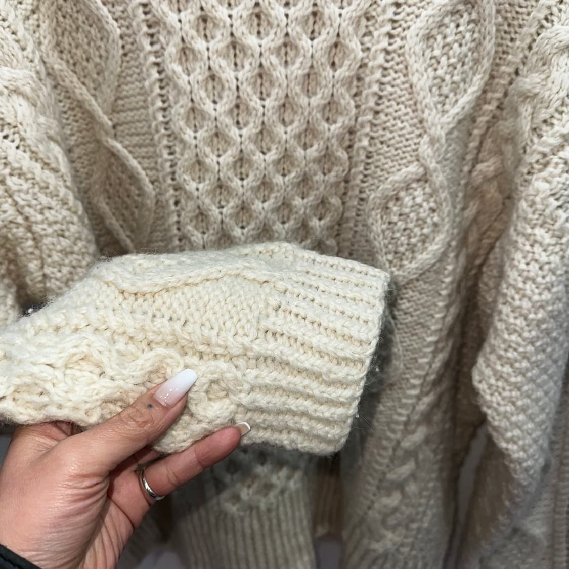 빈티지 핸드메이드 피셔맨 헤비 울 니트L 상품이미지3