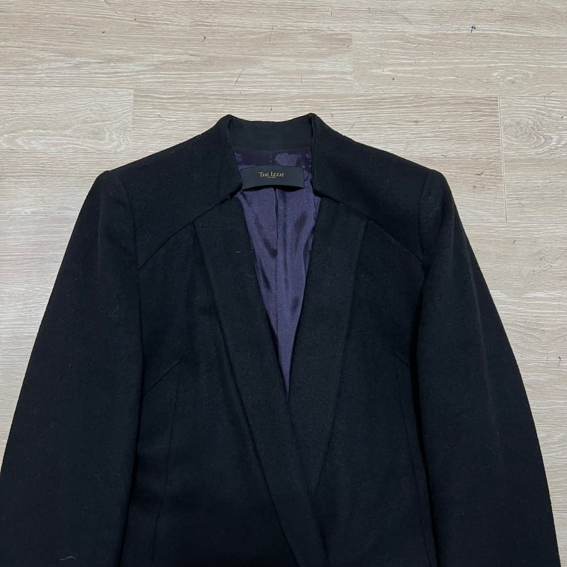 더 아이잗 여성 모직 노카라 싱글코트 [블랙] 85-88-155 상품이미지2