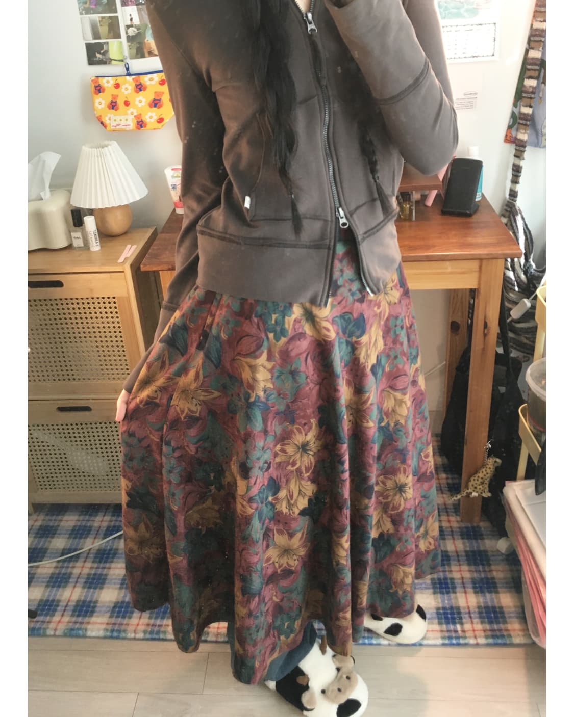 vintage floral pattern long skirt multi 상품이미지3