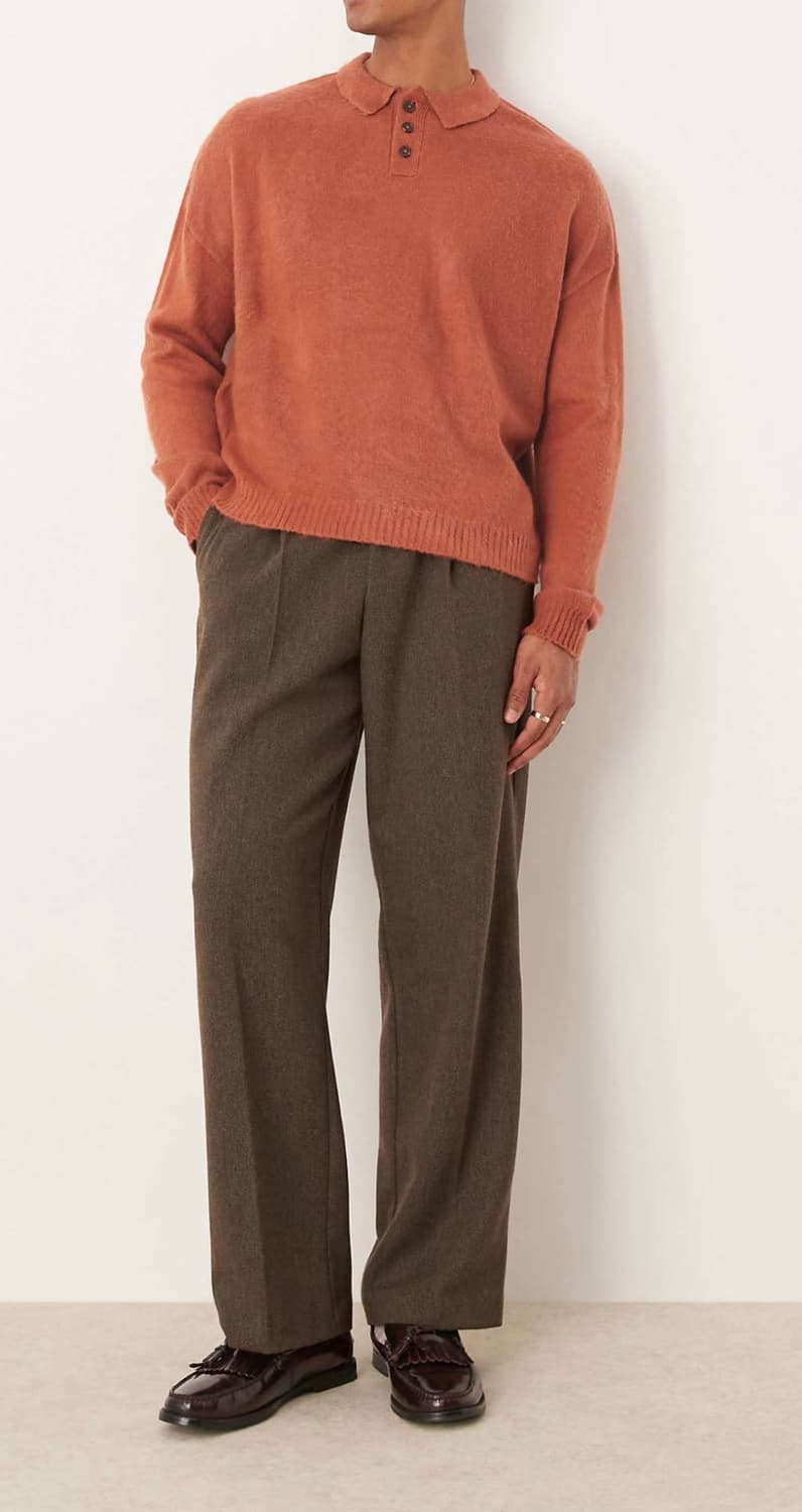 ASOS DESIGN 오버사이즈 니트 폴로 러스트 / M 상품이미지2