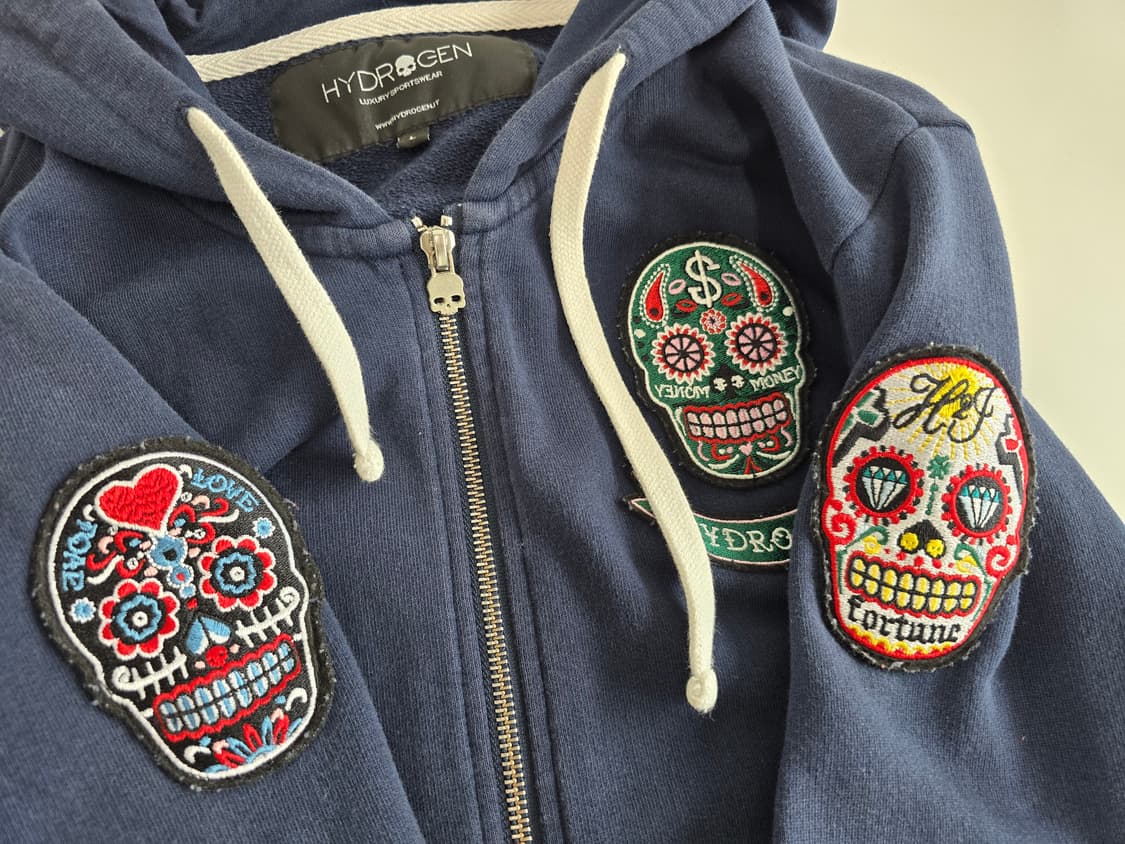 하이드로겐 해골 패치 후드 집업 네이비 L 상품이미지4