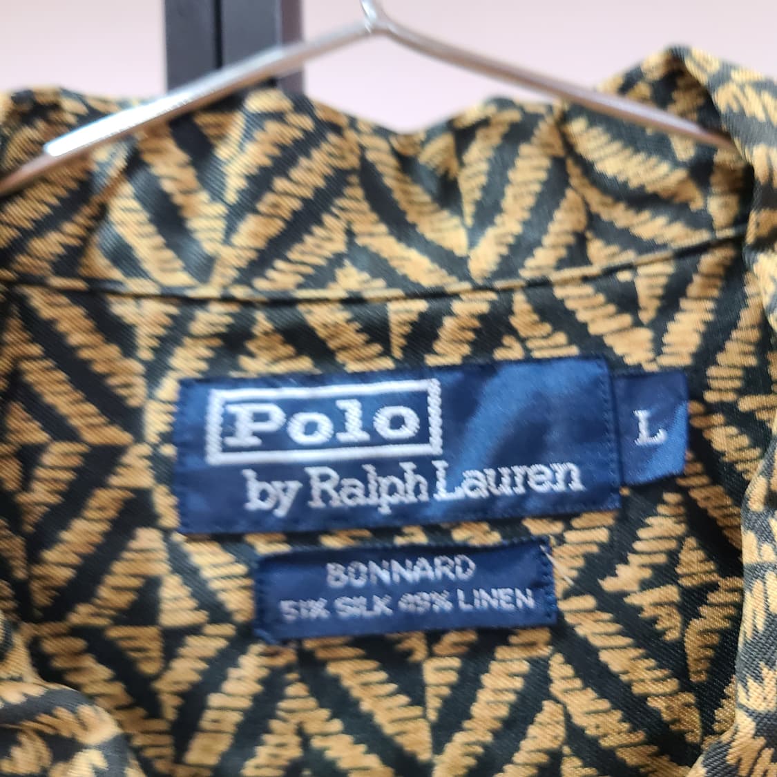 폴로 랄프로렌 실크 린넨 패턴 반팔 셔츠 남방 L 상품이미지5