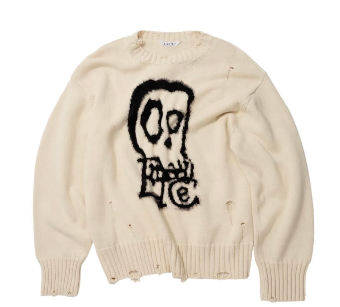 이티씨이 스컬 코튼 니트 아이보리 상품이미지1