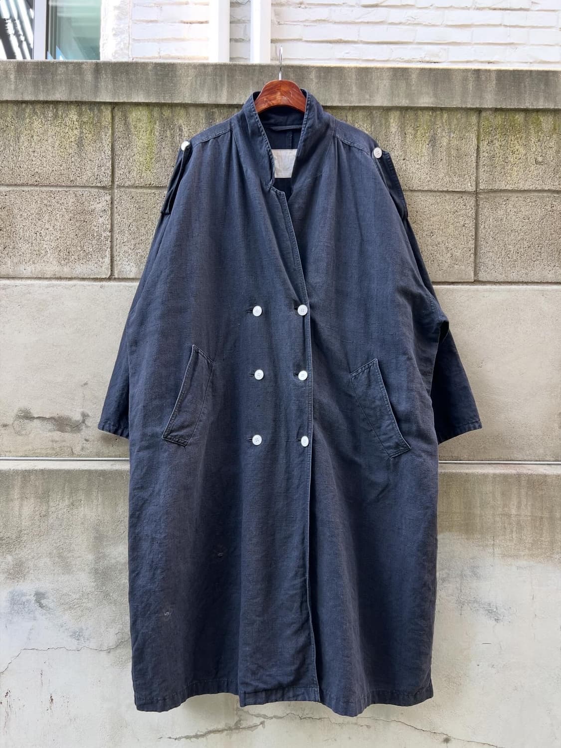 1980s BLACK FRENCH LINEN WIDE 블랙프렌치린넨코트 상품이미지1