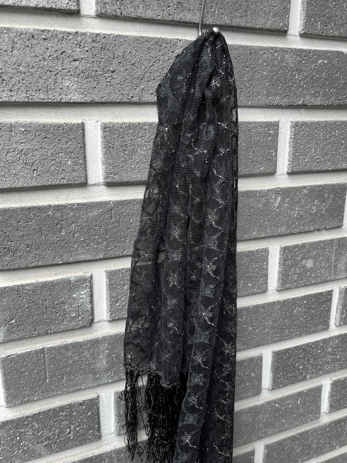 jpn 실버 펄사 레이스 롱 스카프 블랙 상품이미지6