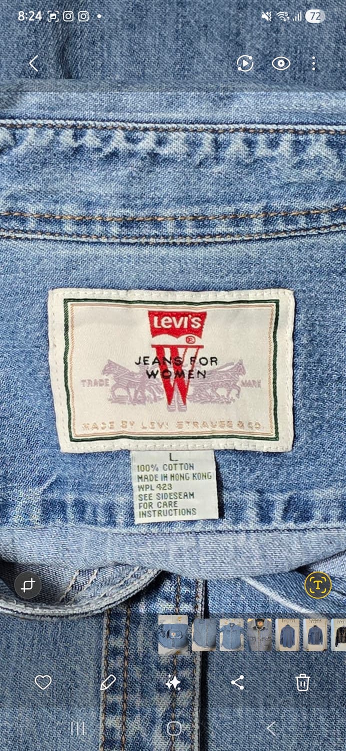 90's Levi's 여성 데님 셔츠 L 상품이미지3