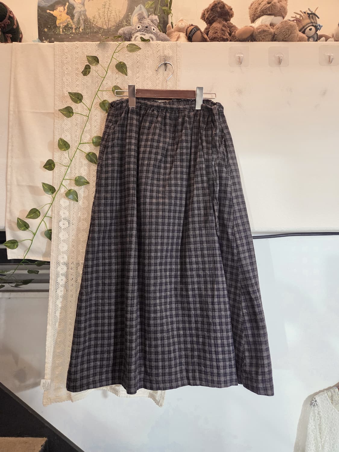 차콜 체크 랩스커트 상품이미지1