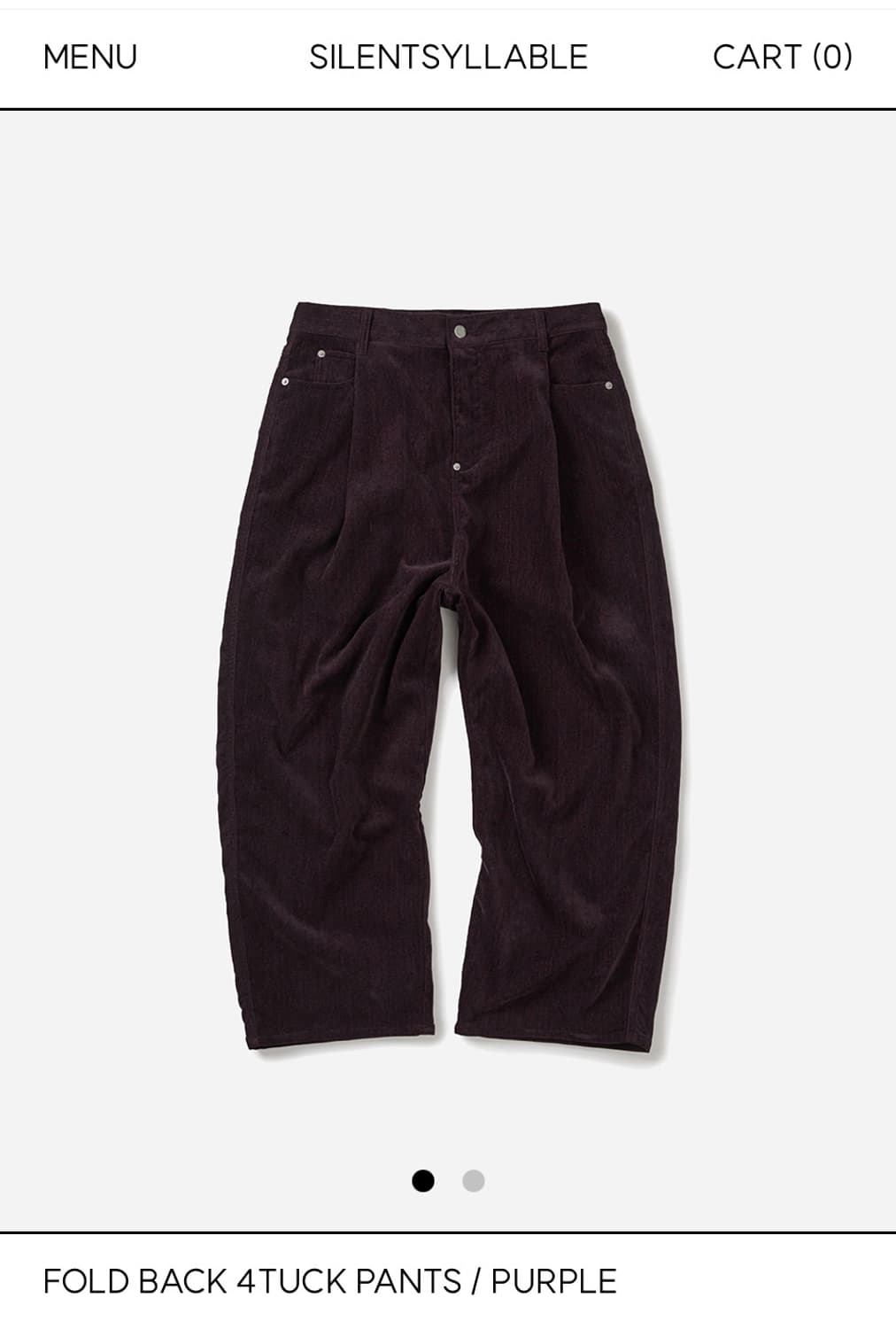사일런트 실러블 폴드백 4턱팬츠 퍼플 1사이즈 상품이미지1