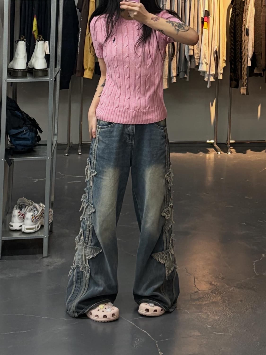 폴로랄프로렌 포니로고 핑크 피마코튼 케이블 반팔 니트 A2953 상품이미지1