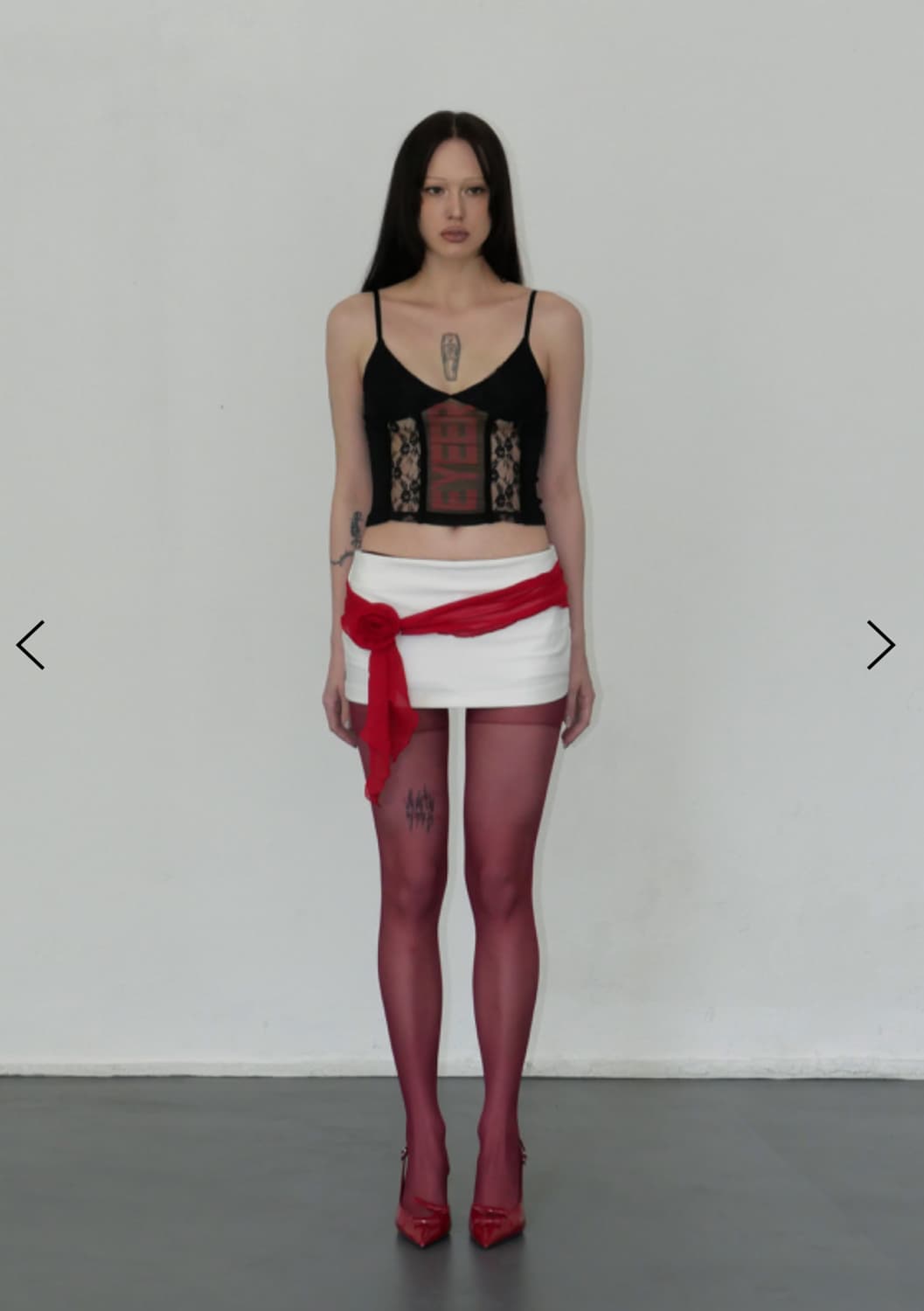 Eyeer Cami Lace String Top - Black 슬리브 상품이미지3