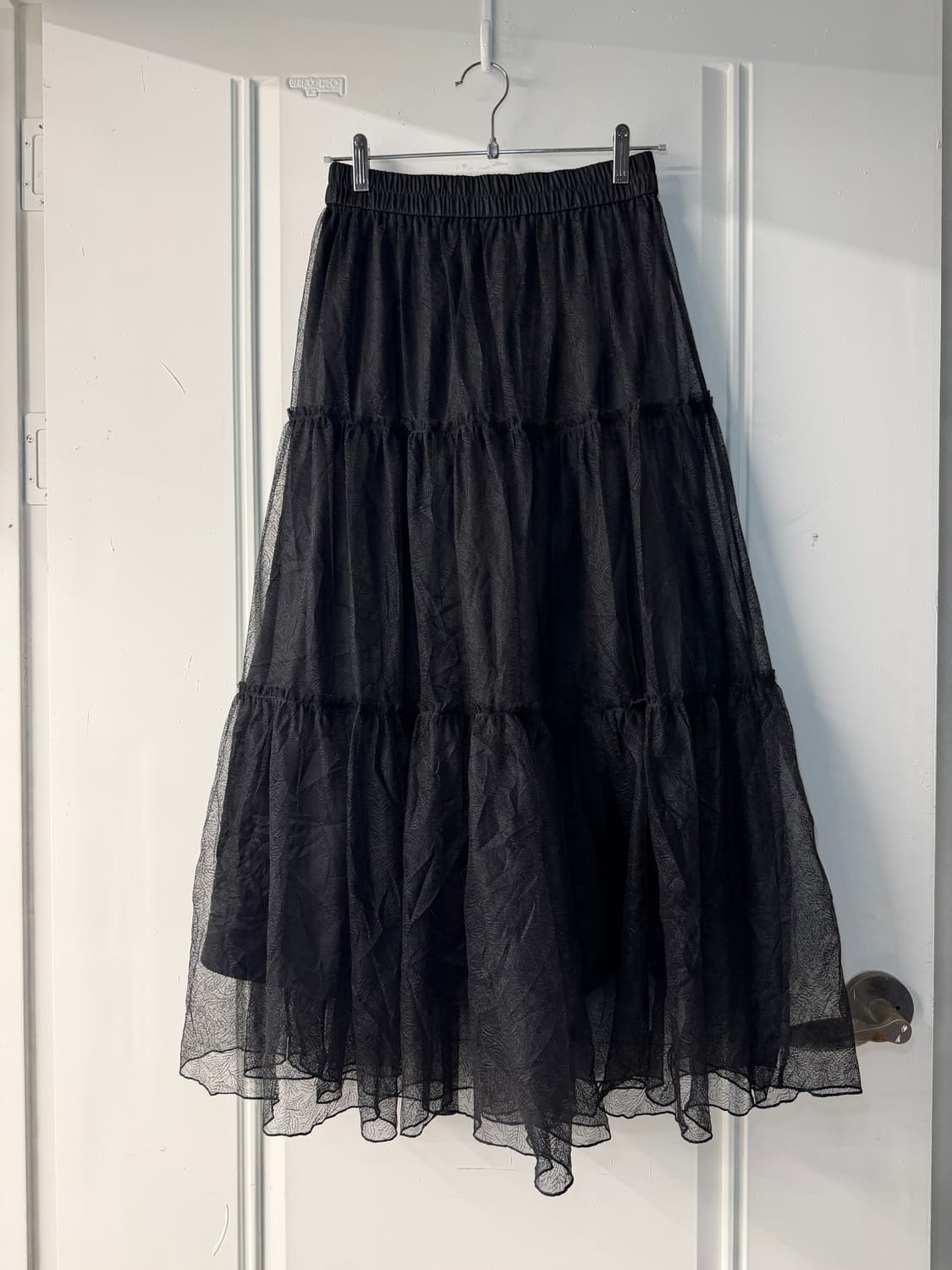 일본빈티지 블랙 티어드 튤 맥시 롱스커트 상품이미지7