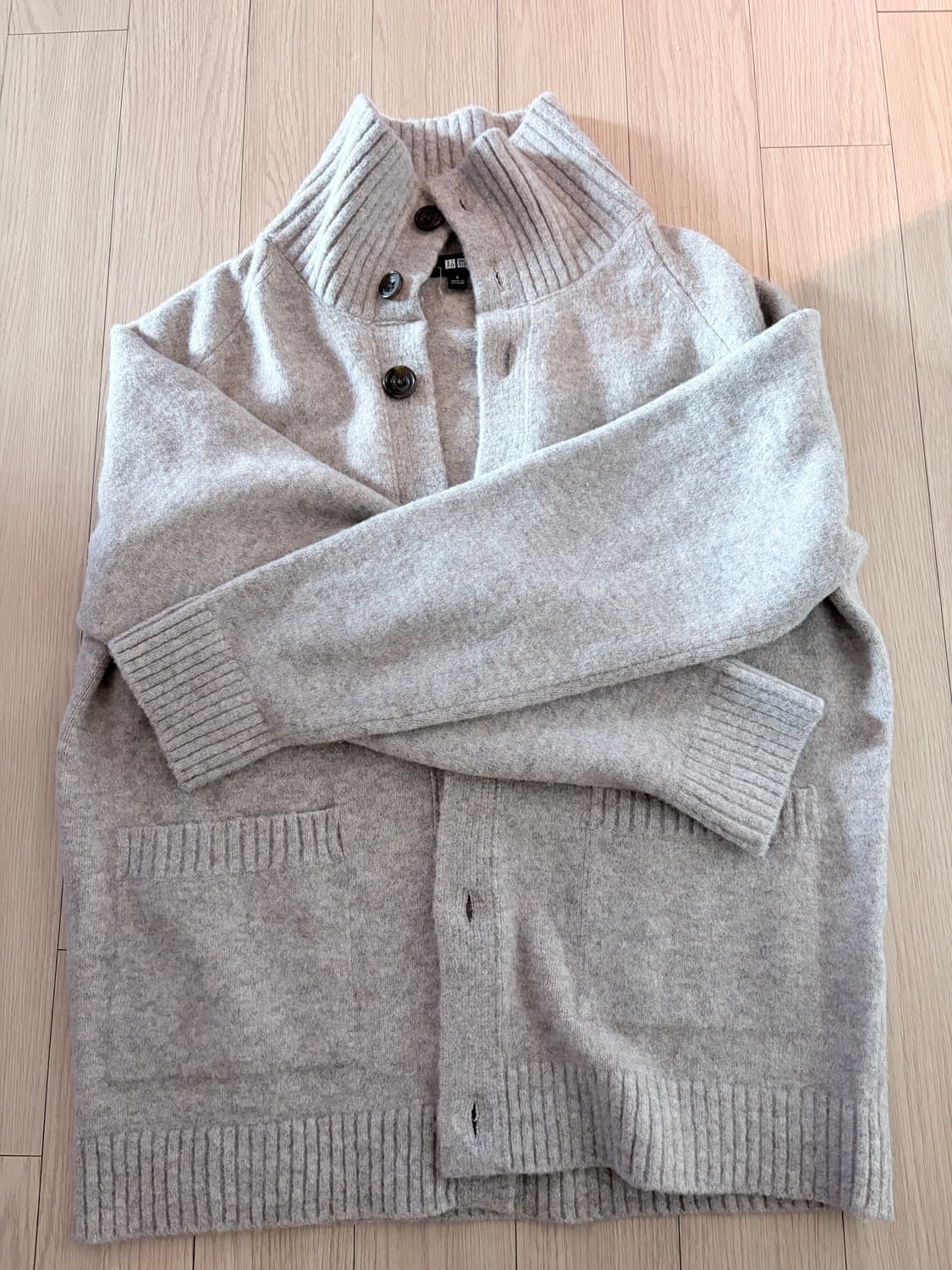 유니클로 수플레얀스탠드가디건 베이지s 상품이미지2