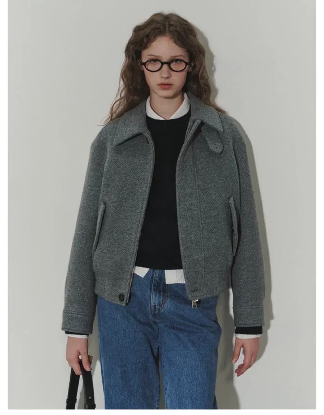 던스트 텍스처드 카라 울 블루종 자켓 XS 상품이미지3