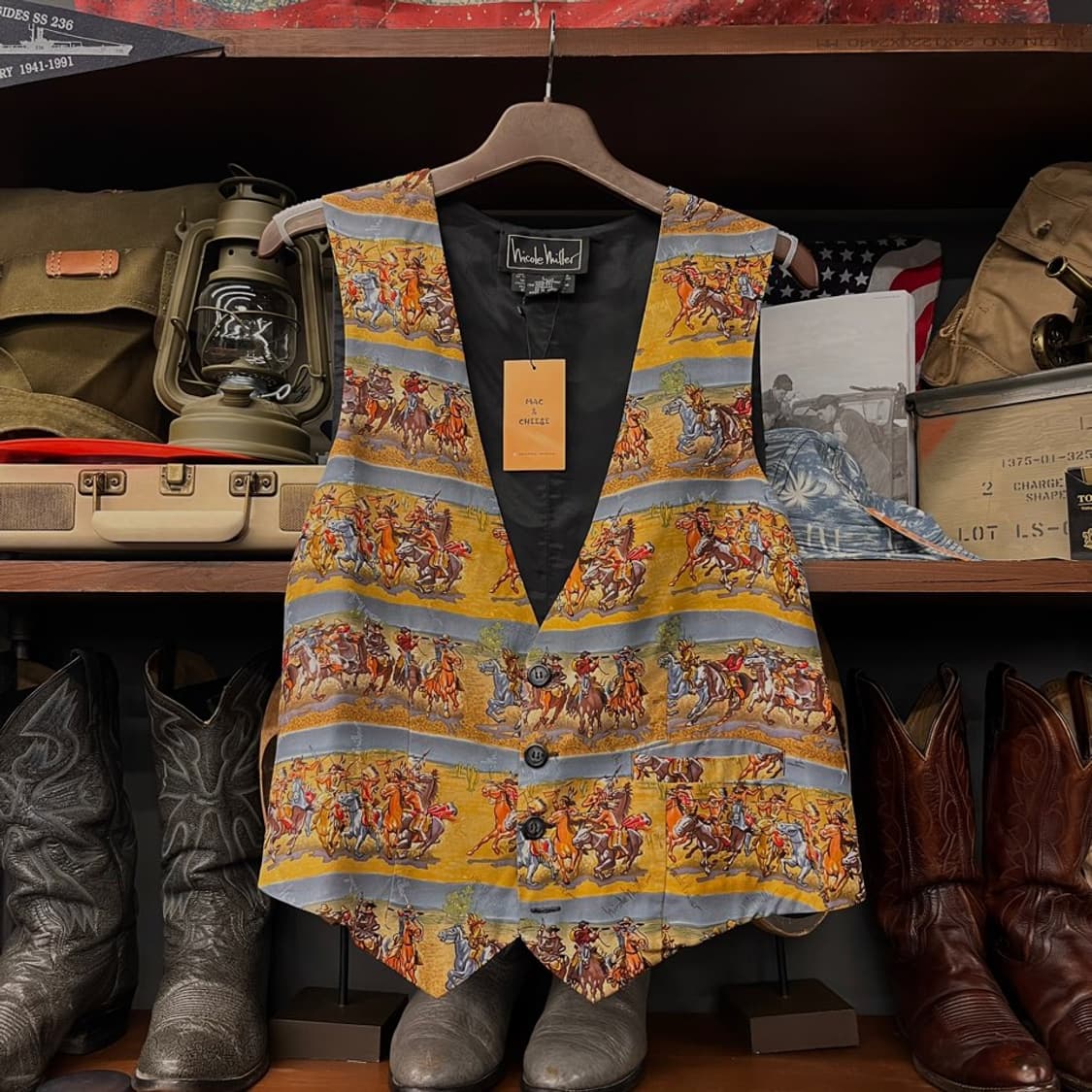 90s Nicole Miller 카우보이 프린팅 웨스턴 베스트 N000 상품이미지1