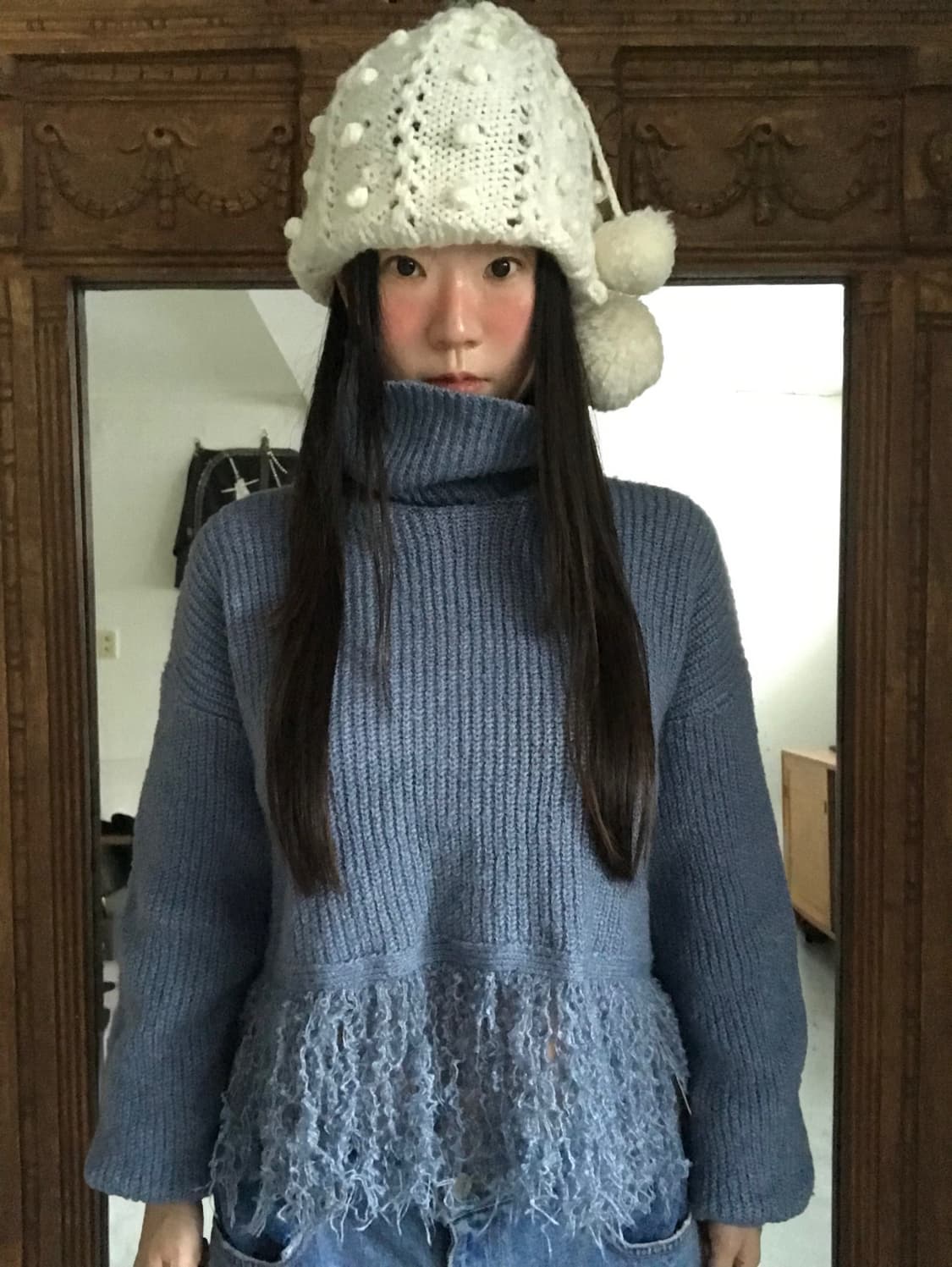 vintage tassle turtle neck knit 상품이미지1