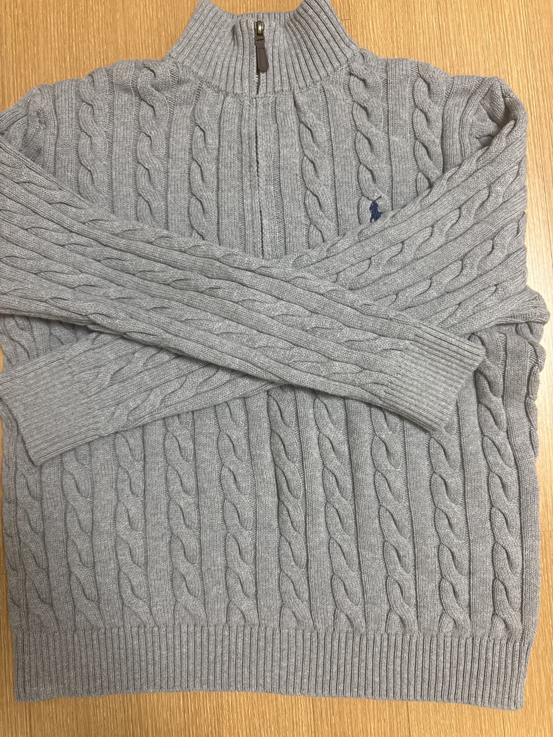 급처) 폴로랄프로렌 회색 케이블 니트 반집업 상품이미지1