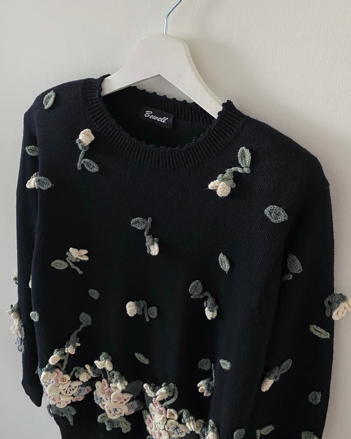플라워 블랙 니트 스웨터 상품이미지3