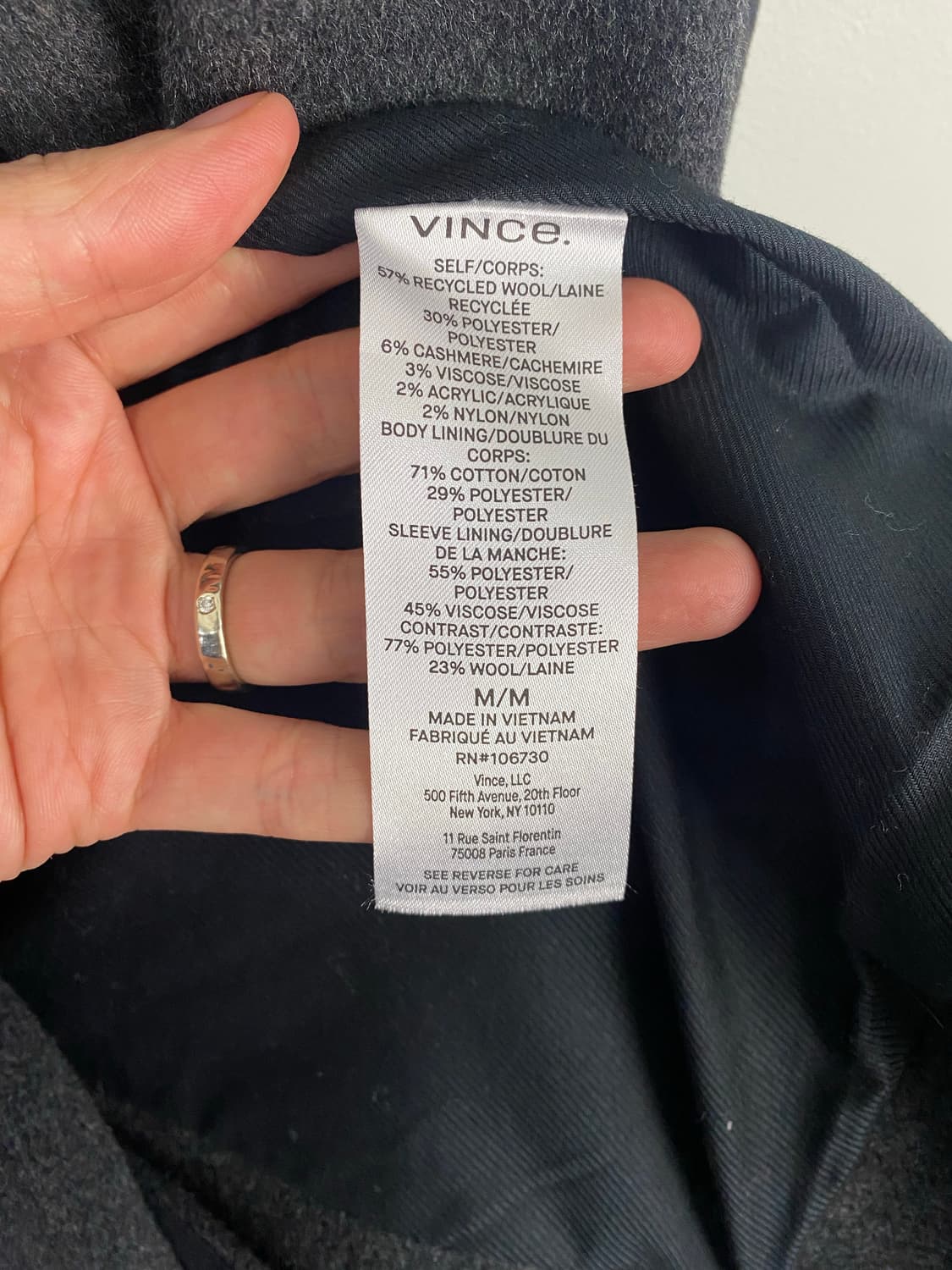 빈스 헤링본 텍스처 울 캐시미어 블렌드 자켓  M 상품이미지5