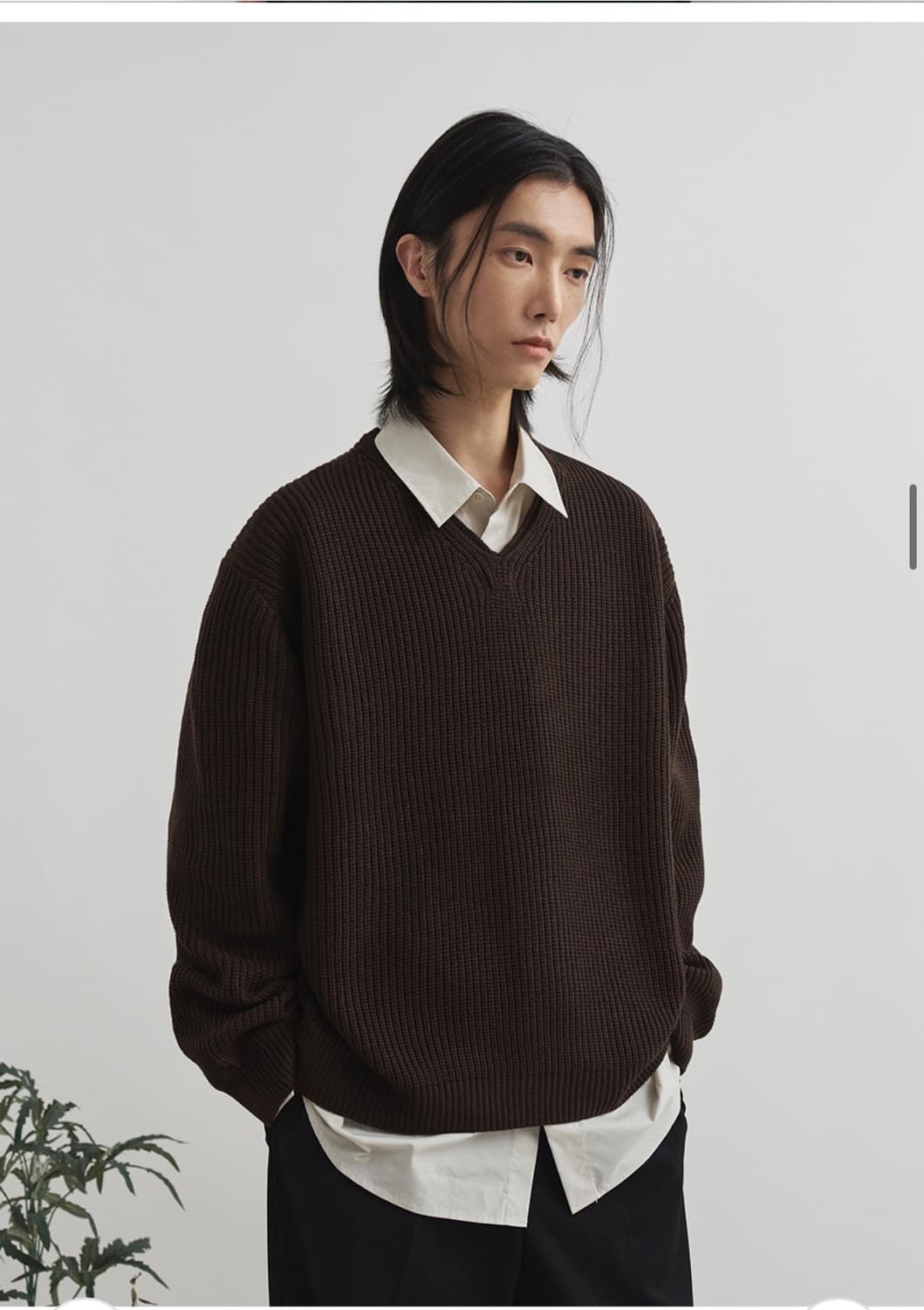 (L) 드로우핏 코지드 브이넥 풀오버 니트 [BROWN] 판매 상품이미지5