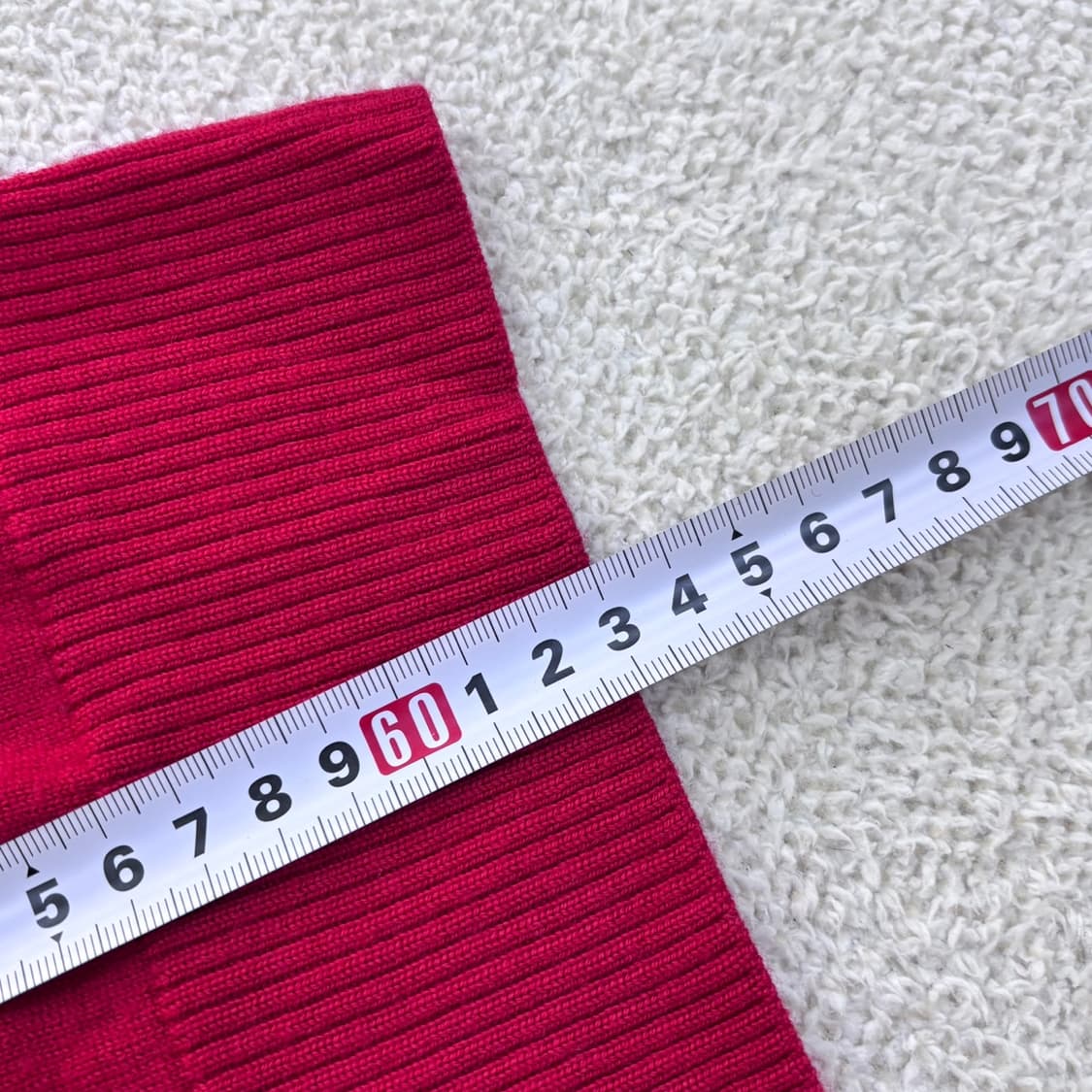 100 헤지스 레드 브이넥 코튼 니트 0408E1 상품이미지5