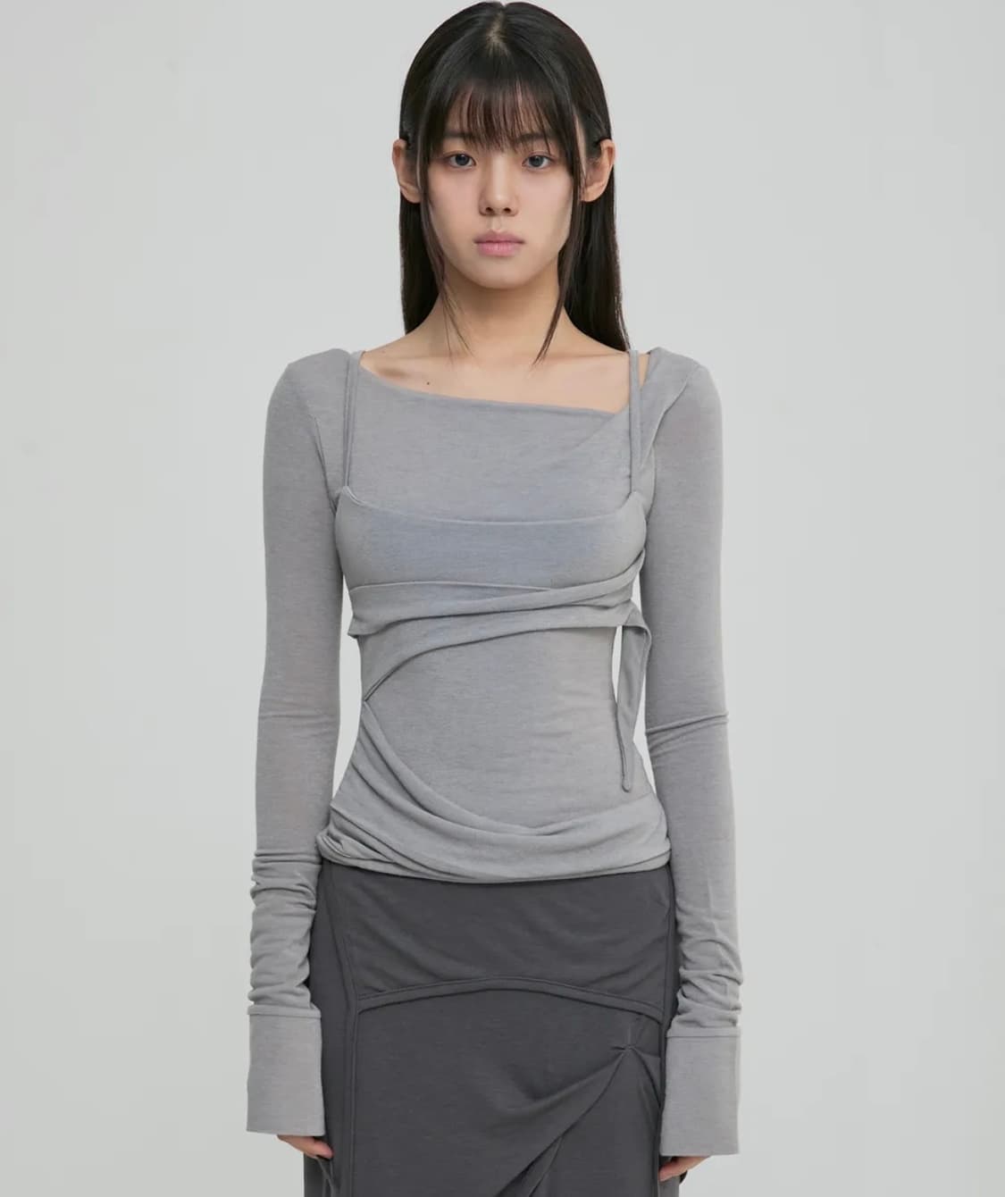 플레어업 Layered Bustier Long Sleeve (Gray) 상품이미지1