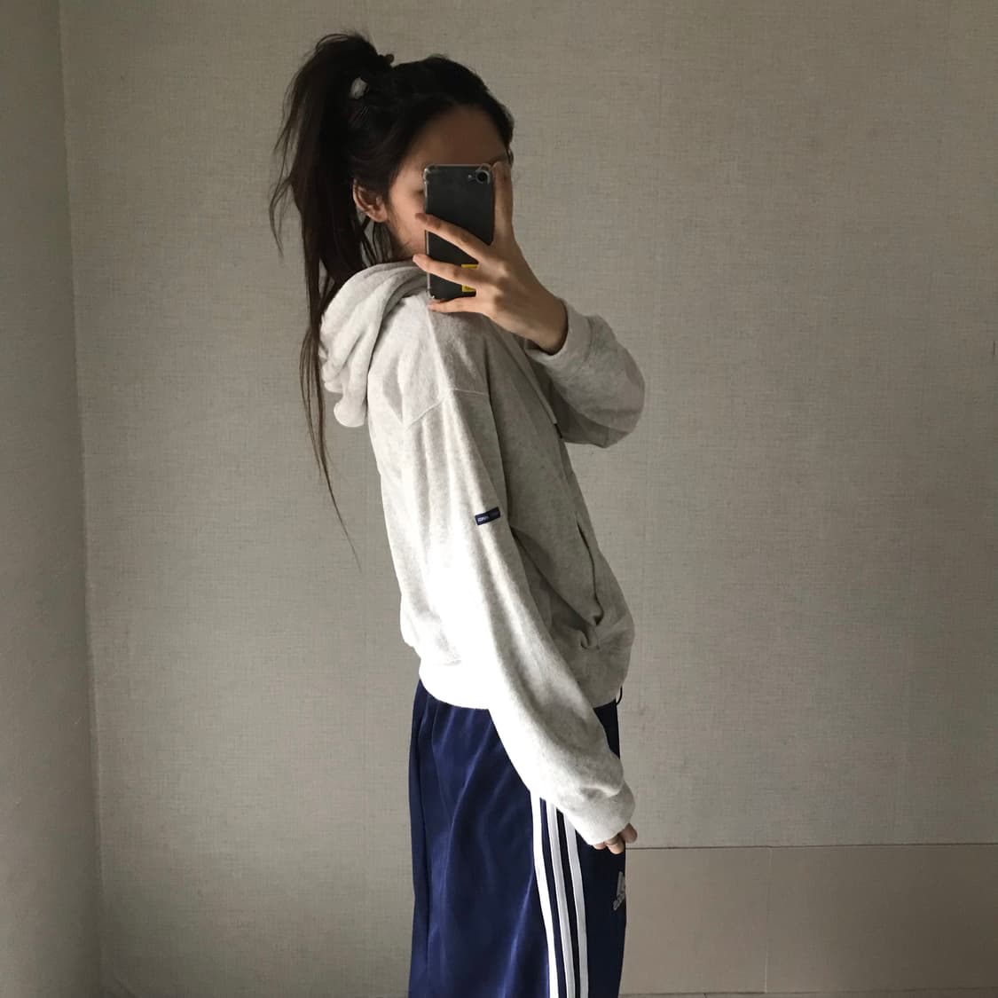 백멜란지 테리 크롭 후드티 상품이미지2