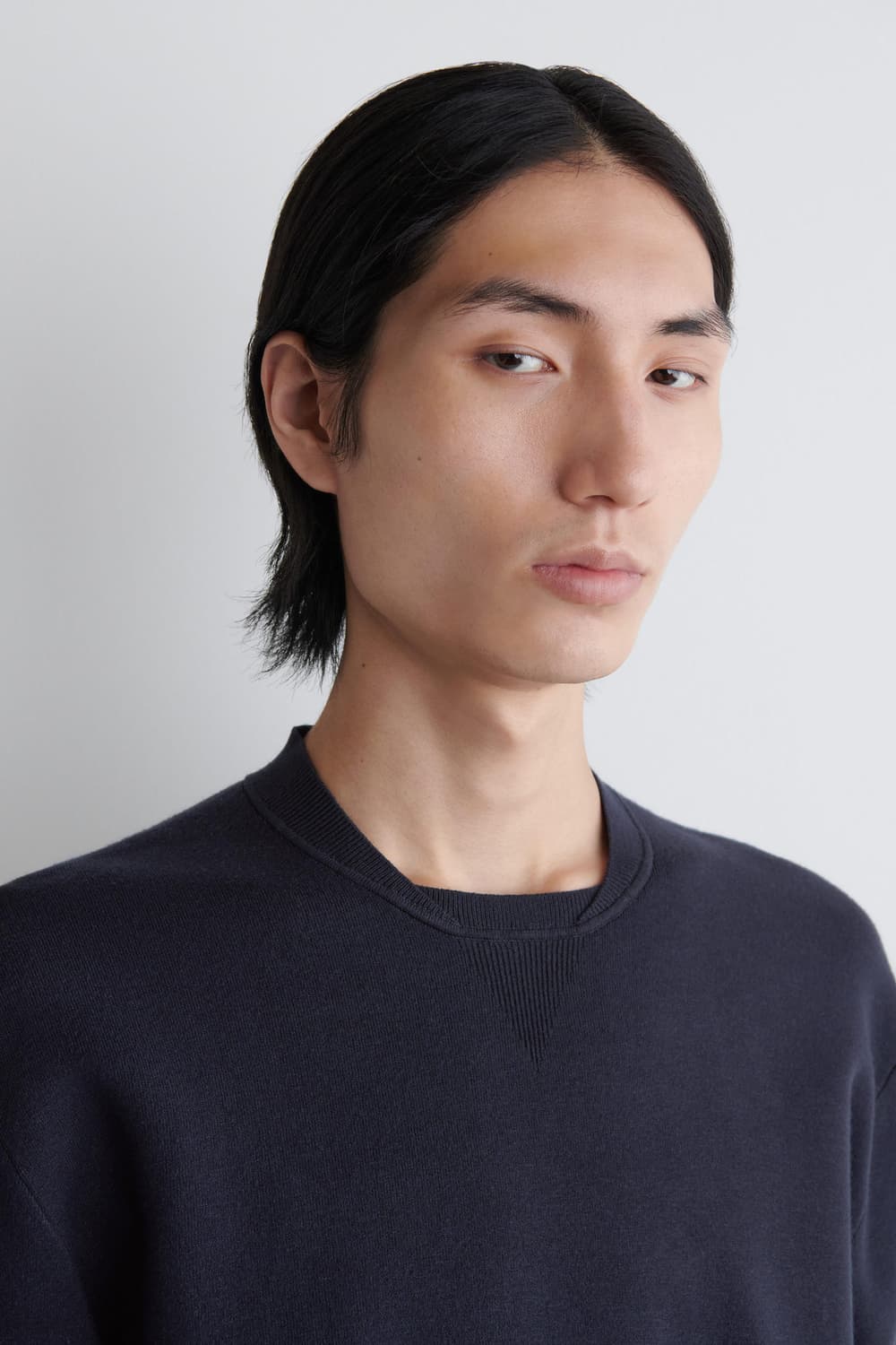 코스 더블페이스 보머 넥 니트 스웨터 네이비색상 L사이즈 상품이미지2