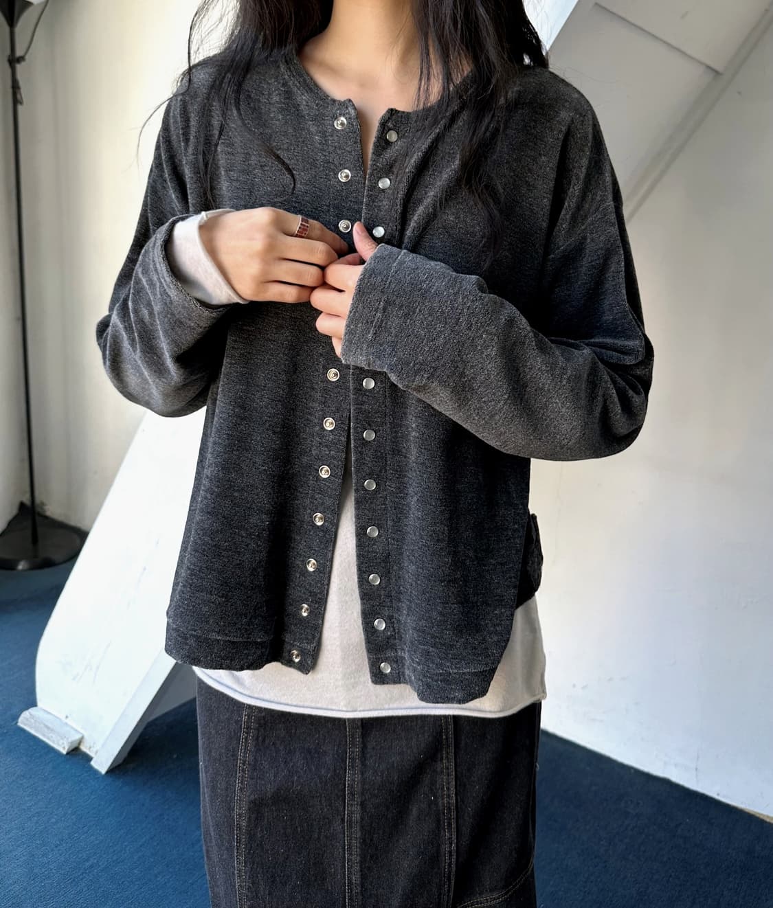 Cotton poly terry crewneck cardigan jack 상품이미지10