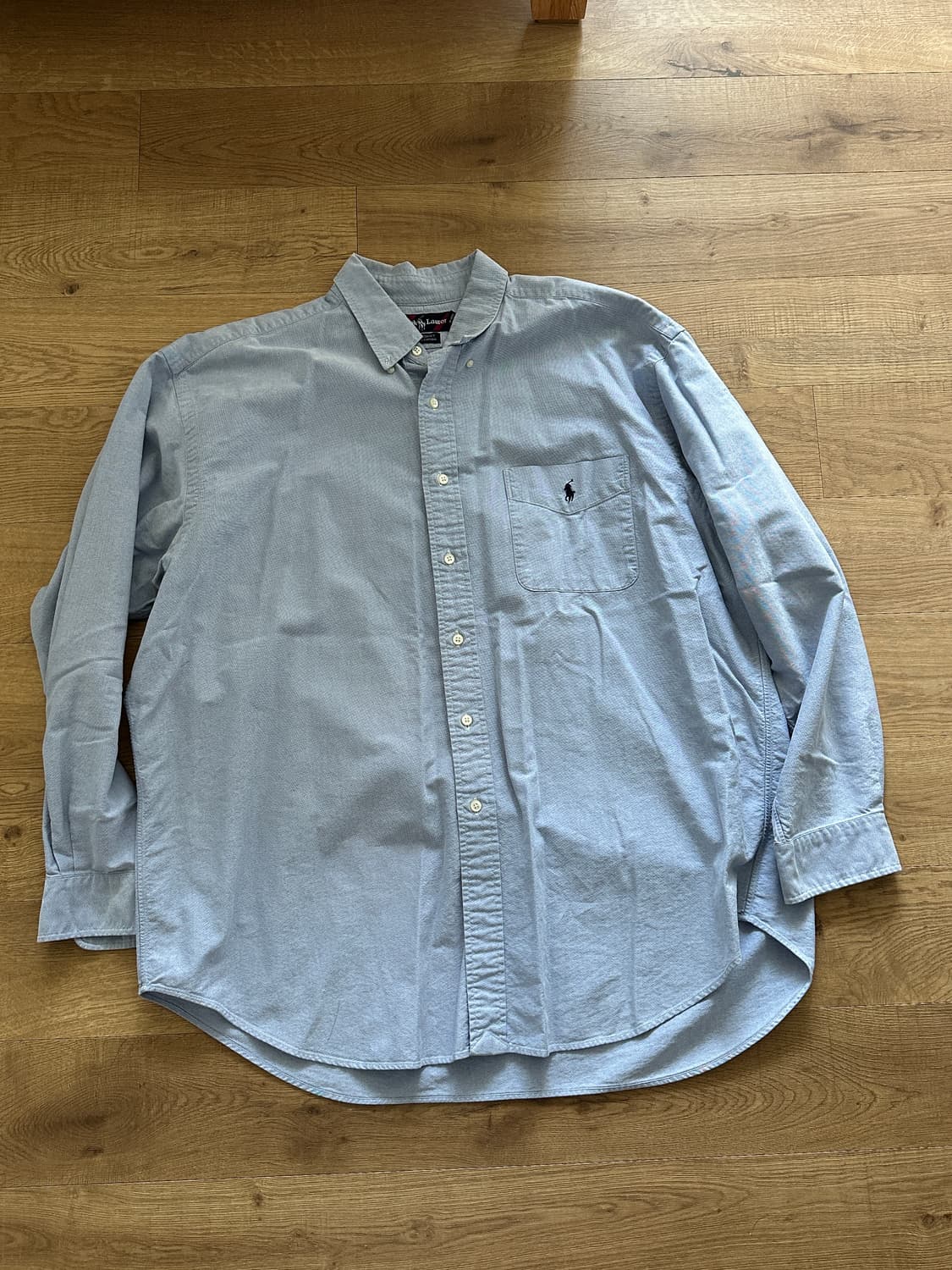 폴로 빅셔츠 블루 컬러 xl 90년대 홍콩산 상품이미지1