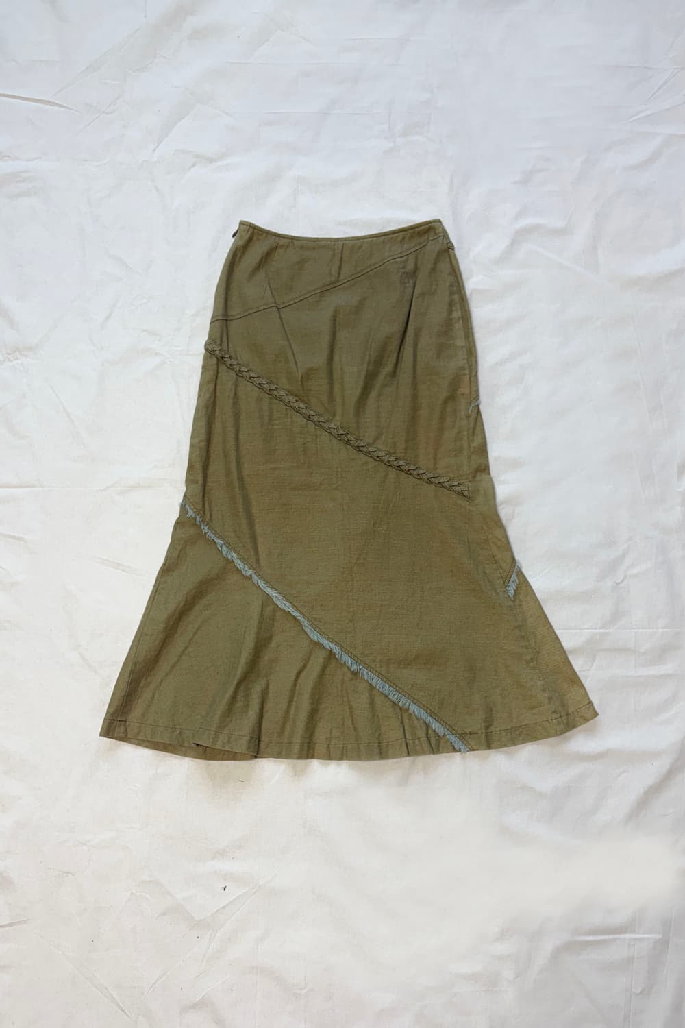 Asymmetric Paneled Linen Midi Skirt 상품이미지9