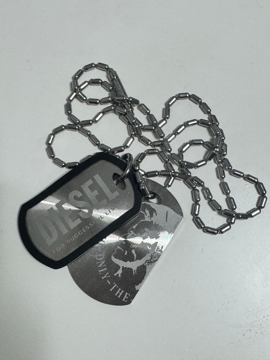 디젤 Dx0011 스테인리스 스틸 더블 도그 태그 네클리스 실버 상품이미지3