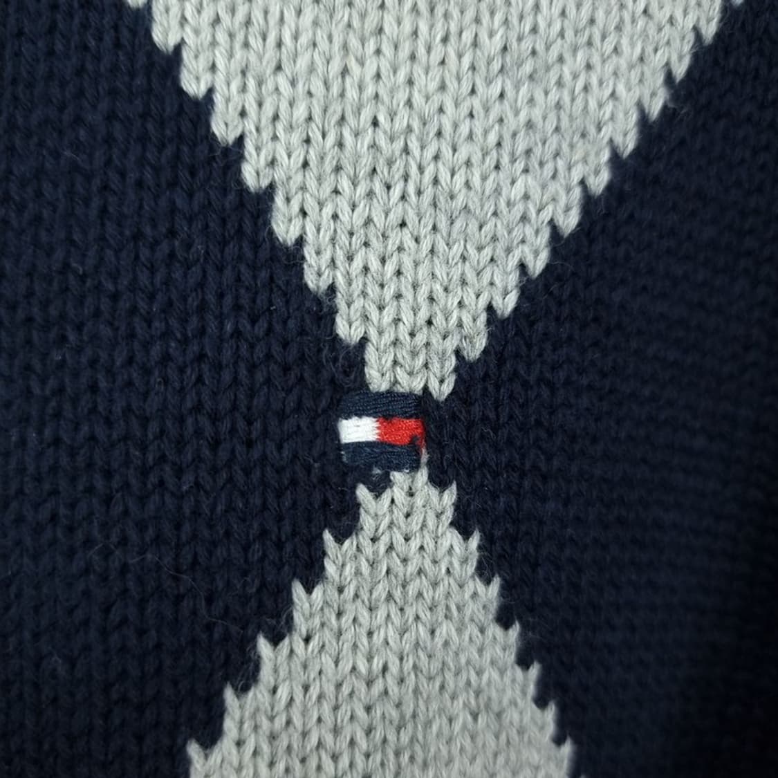 [타미힐피거] 로고 자수 아가일 체크 하프집업 반집업 니트 M19802 상품이미지7