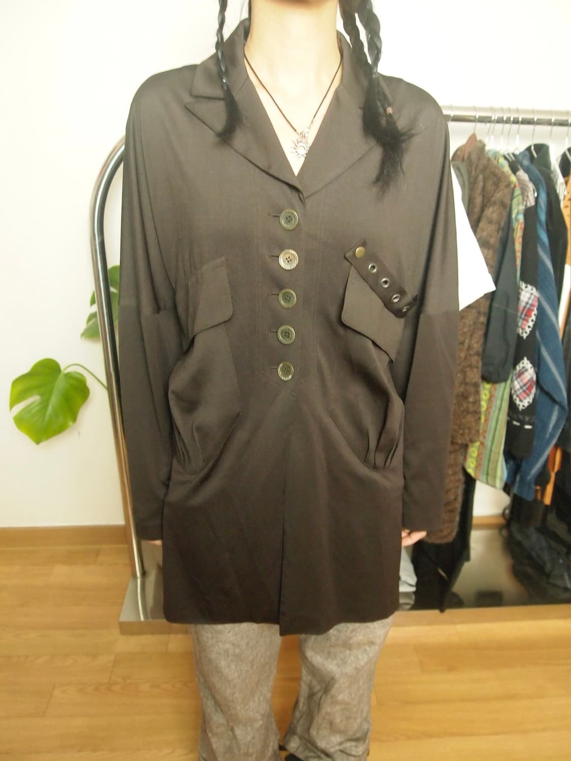 빈티지 버튼 실크 블라우스 상품이미지5