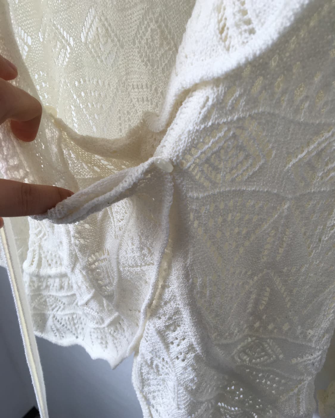 Tied ruffle wrap crochet cardigan 상품이미지3