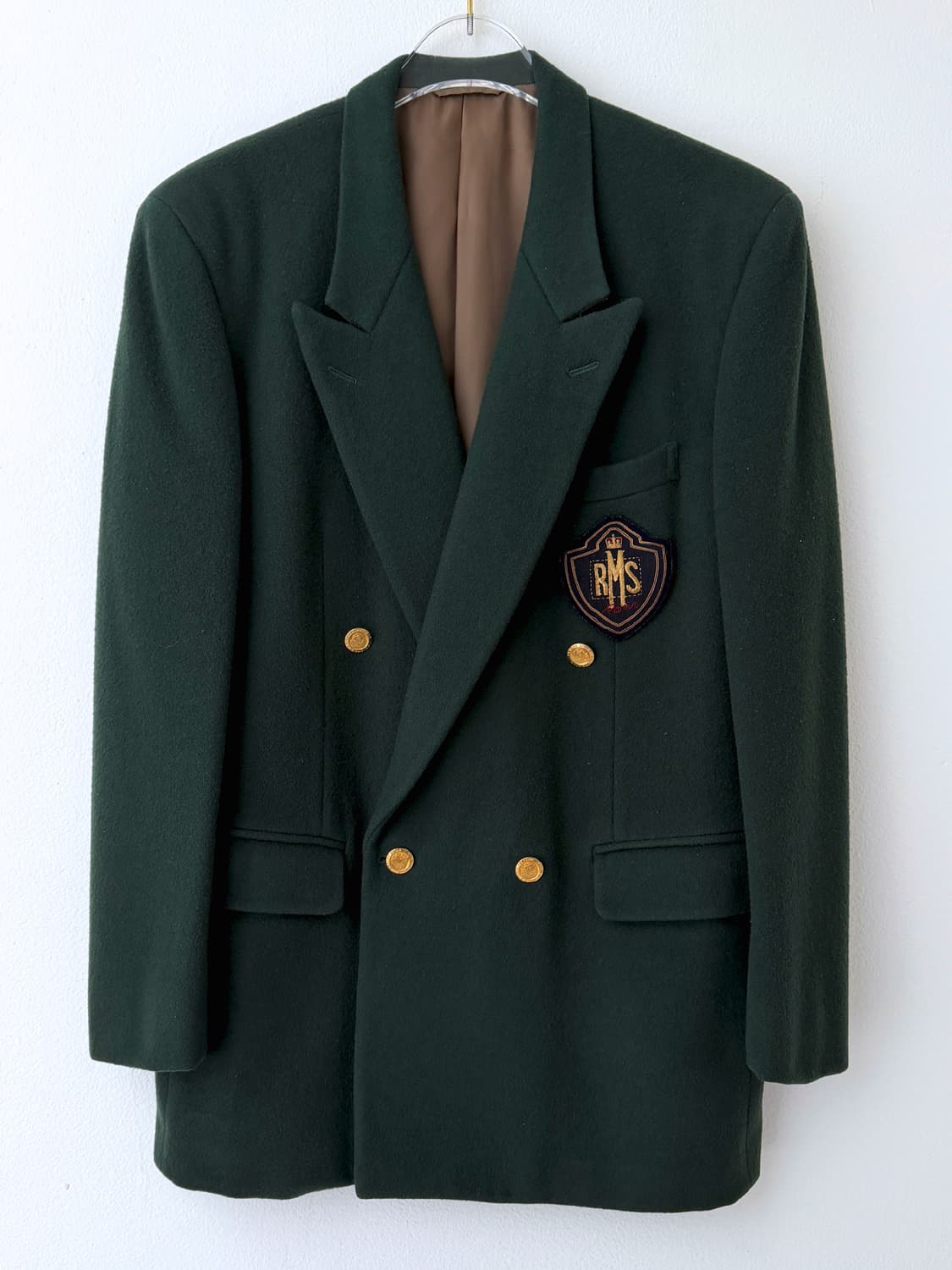 빈티지 아이비 스쿨룩 엠블럼 와펜 골드버튼 더블 자켓 상품이미지1