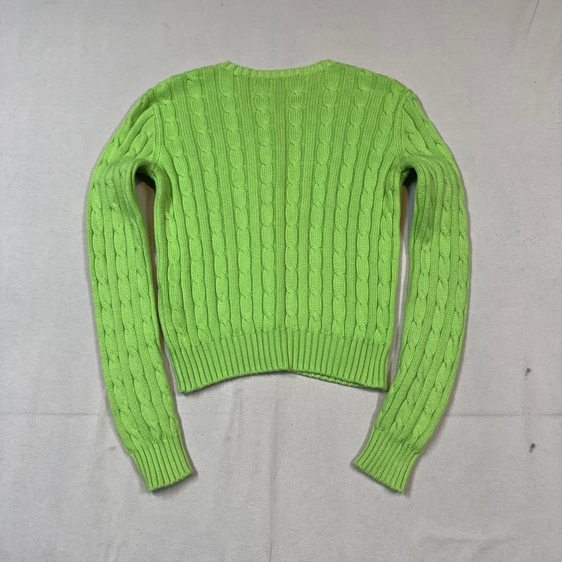 M) 폴로 랄프로렌 코튼 케이블 꽈배기 가디건 연두색 상품이미지5