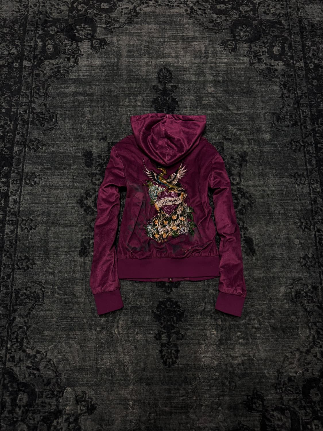 Ed hardy 00s y2k cubic velour hoodie 상품이미지1