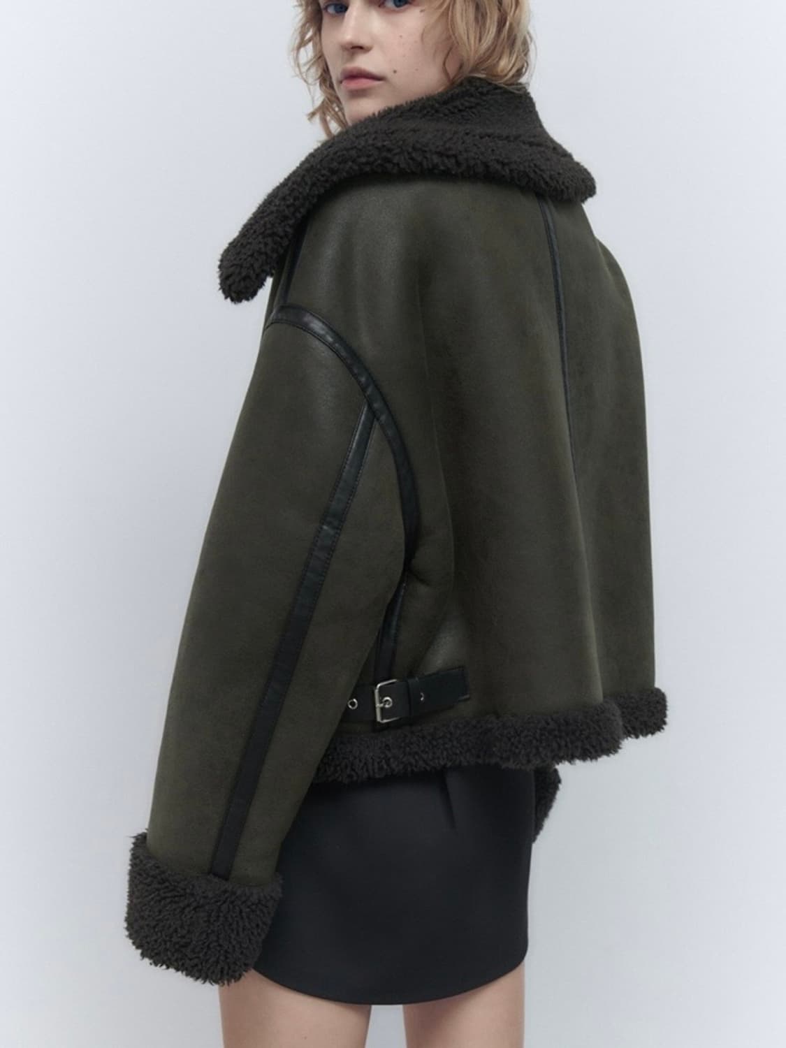 Zara 카키 무스탕 / 자라 더블 페이스드 무스탕 상품이미지4