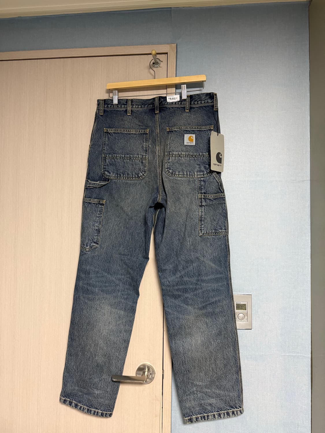 칼하트 WIP 싱글 니 팬츠 블루 원 워시드 32 상품이미지1