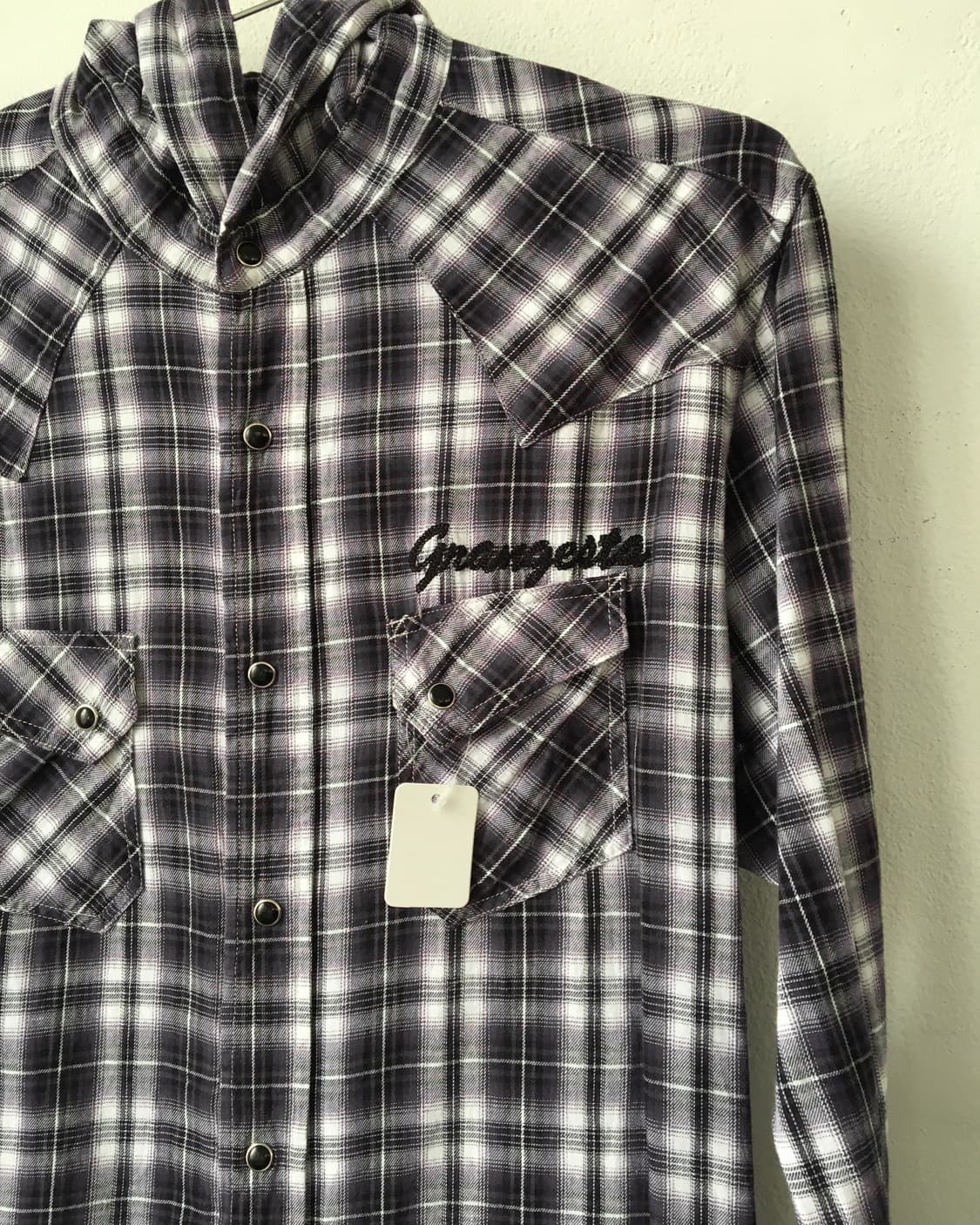 Purple check pattern hood shirt 상품이미지5