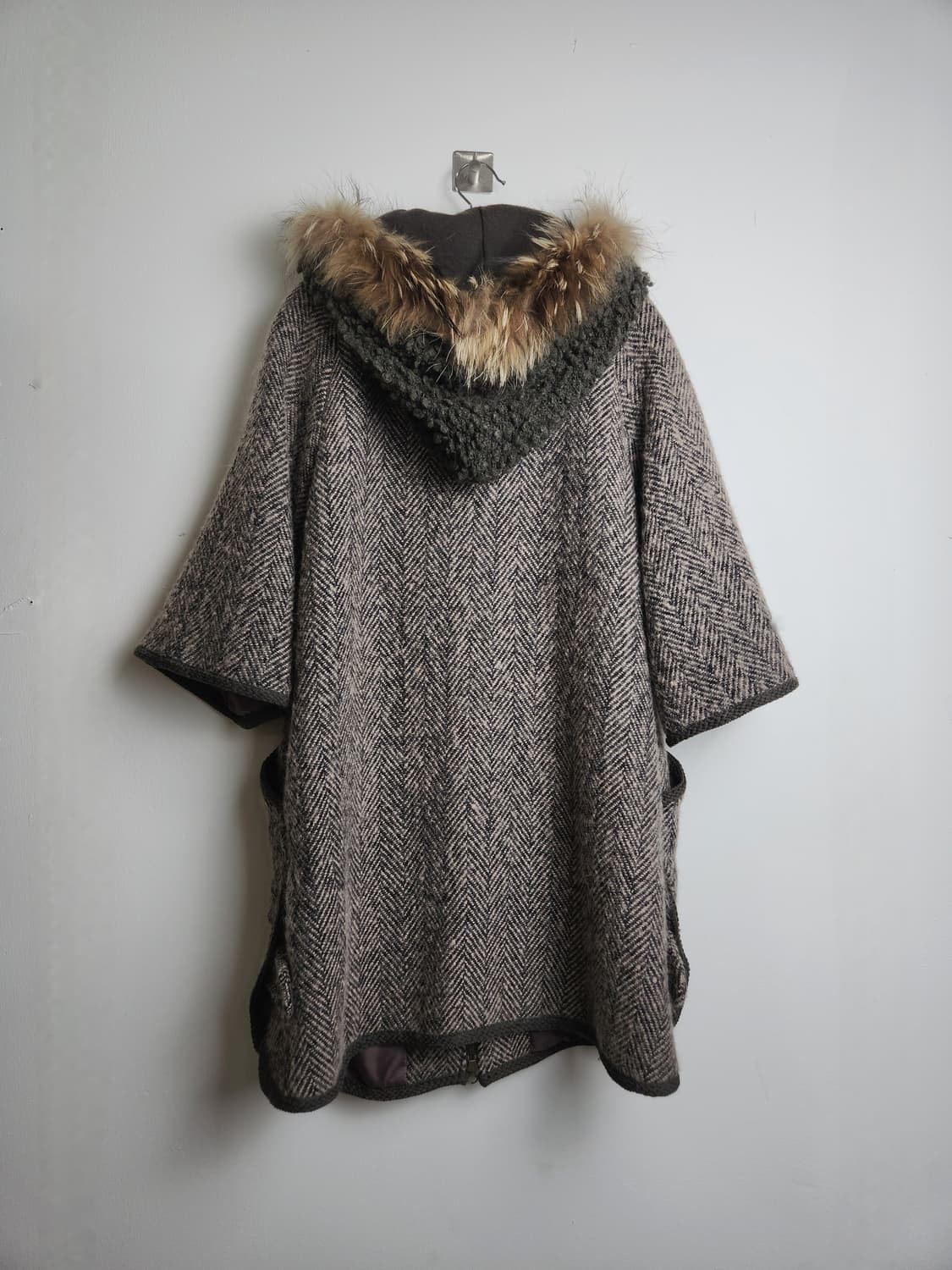 헤링본 라쿤 후드 자켓 상품이미지8