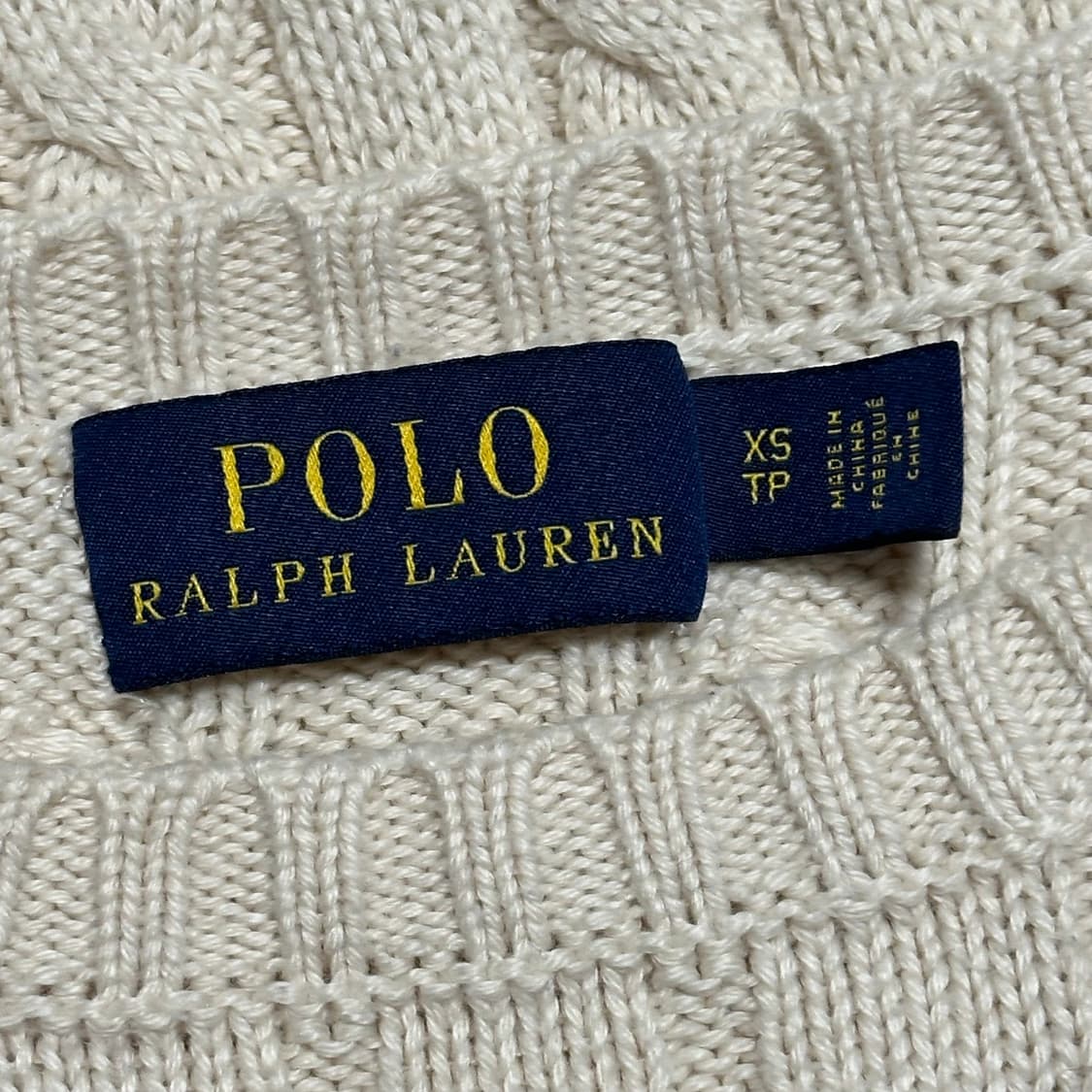 XS 폴로랄프로렌 네이비 포니 여성용 아이보리 케이블 니트  상품이미지4