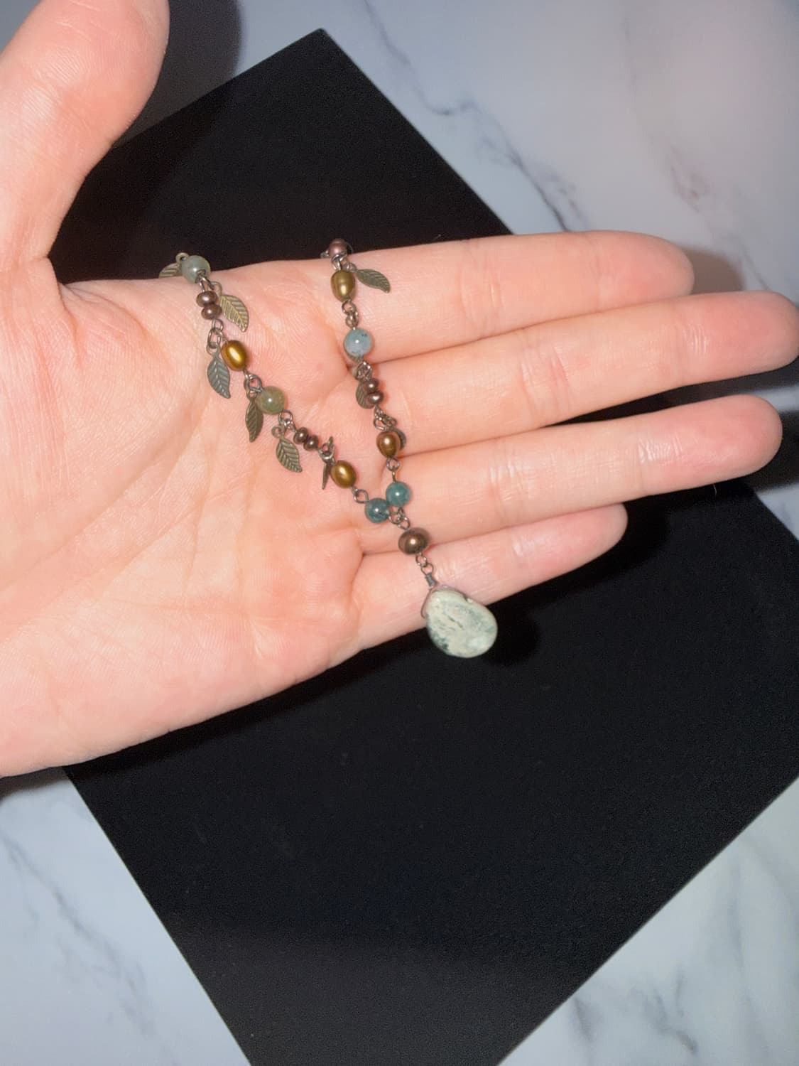 흑진주&옥 목걸이 상품이미지2