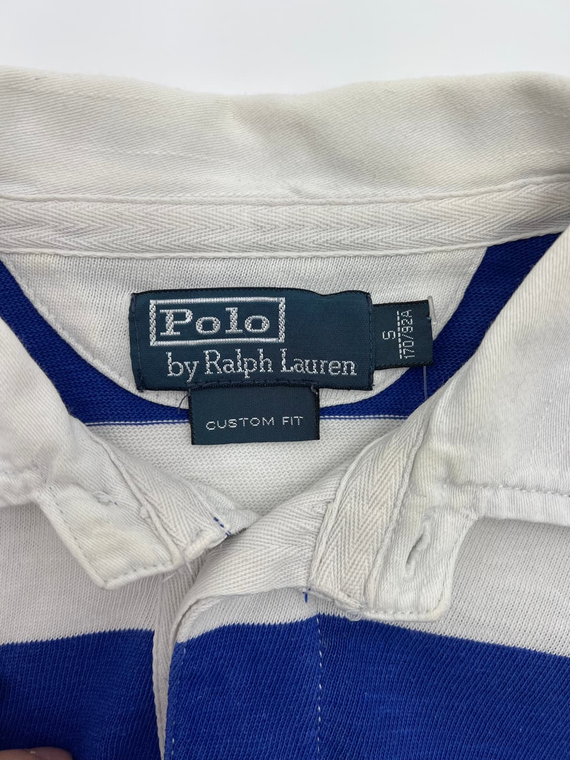 00s 폴로 랄프로렌 블루 스트라이프 로고 와펜 프레피 럭비티 상품이미지3