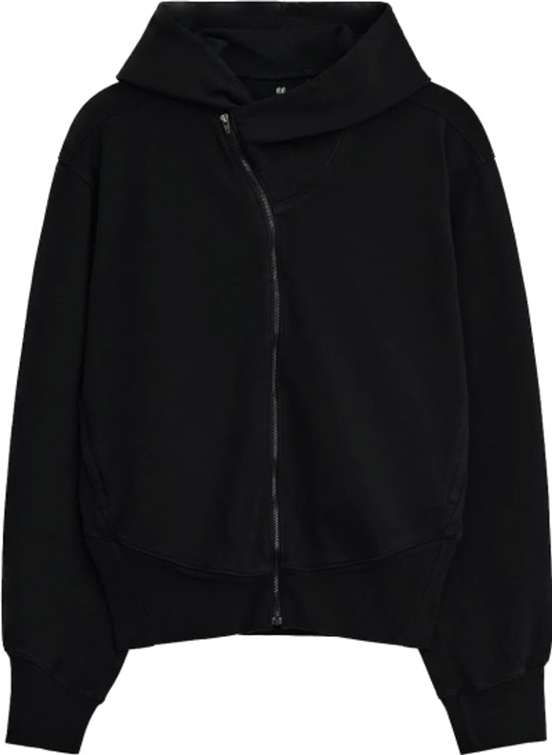EE CURVED HOODED SWEAT ZIP JACKET BLACK 상품이미지1
