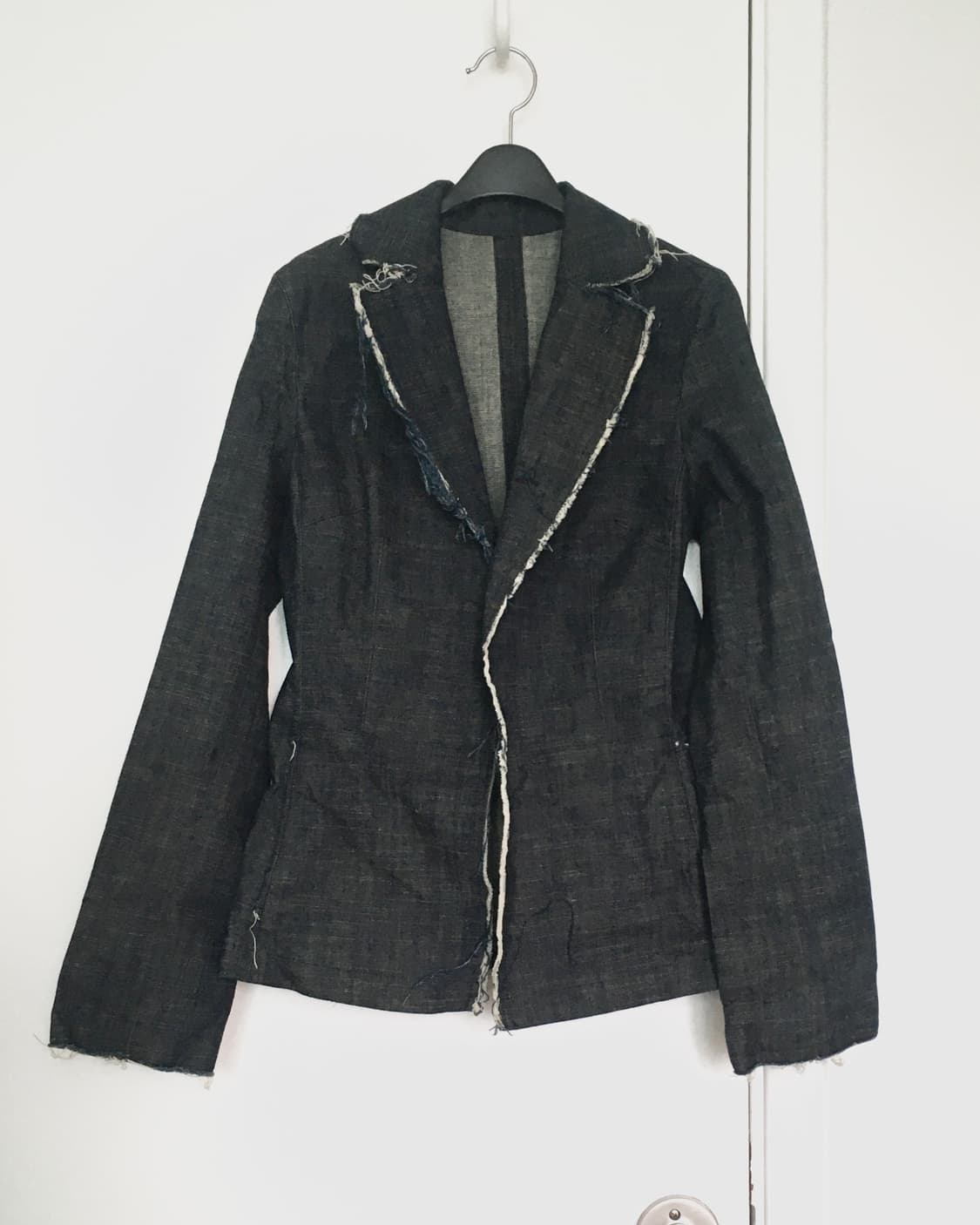 Frayed collar denim open blazer 상품이미지1