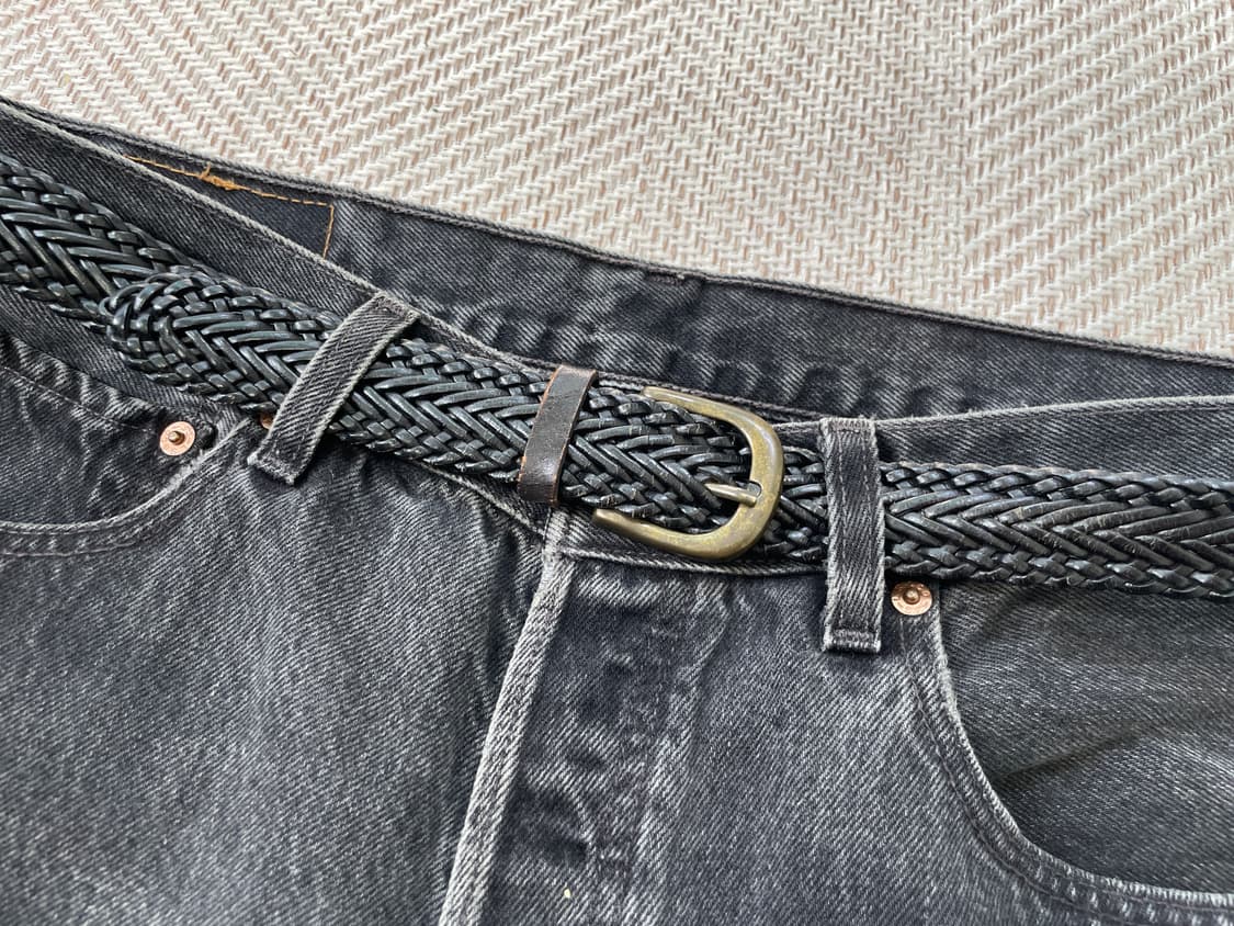 빈티지 위빙 레더 브레이디드 벨트 상품이미지1