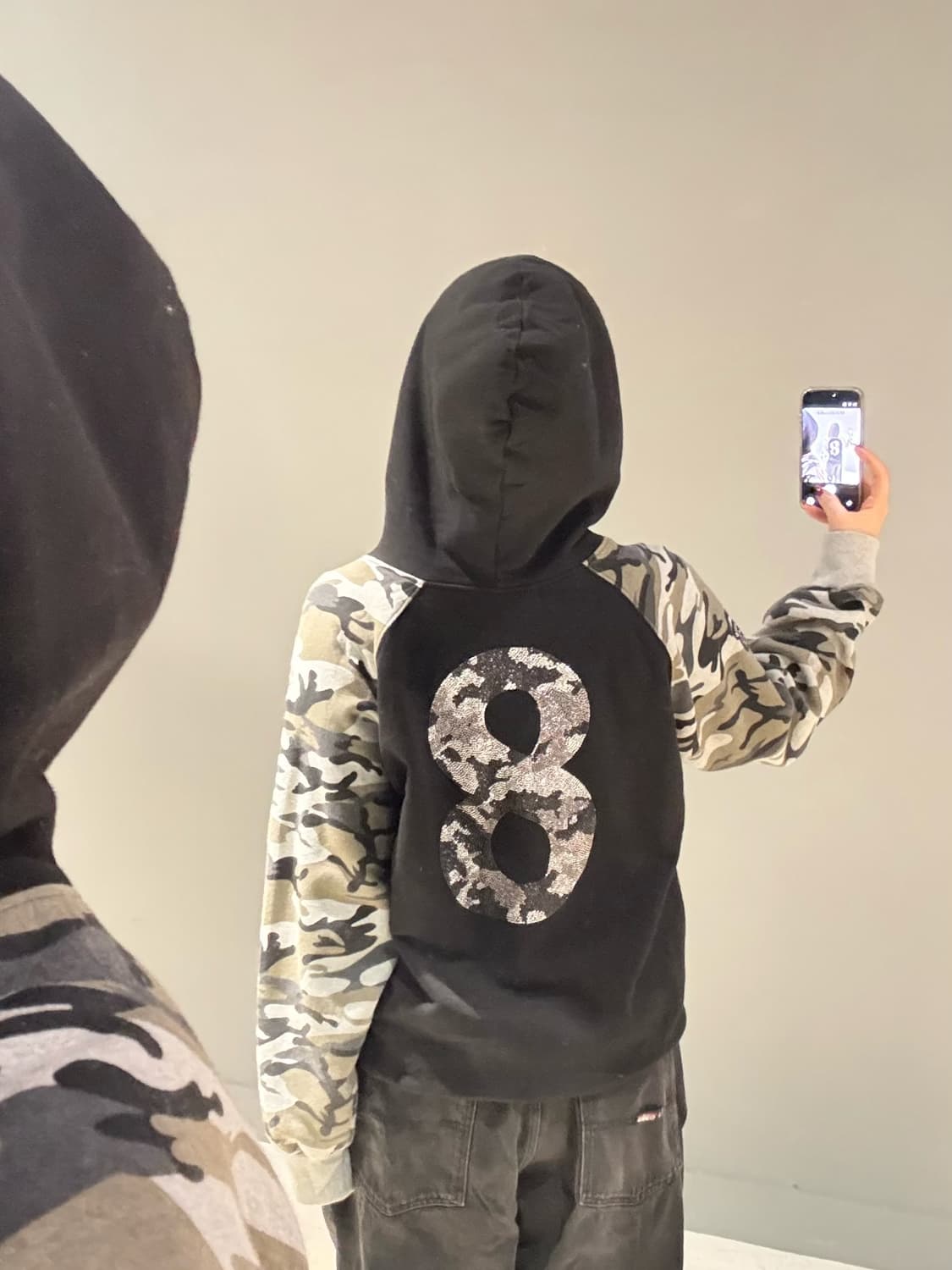 numbering cubic point camo hood zip-up 상품이미지1