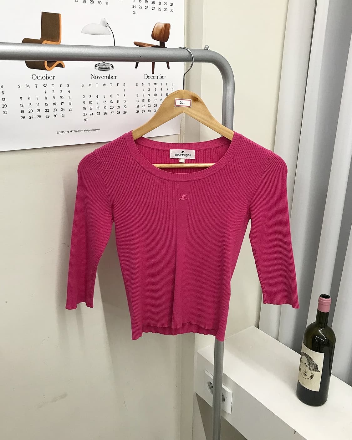 꾸레쥬 로고 골지 니트 상품이미지1